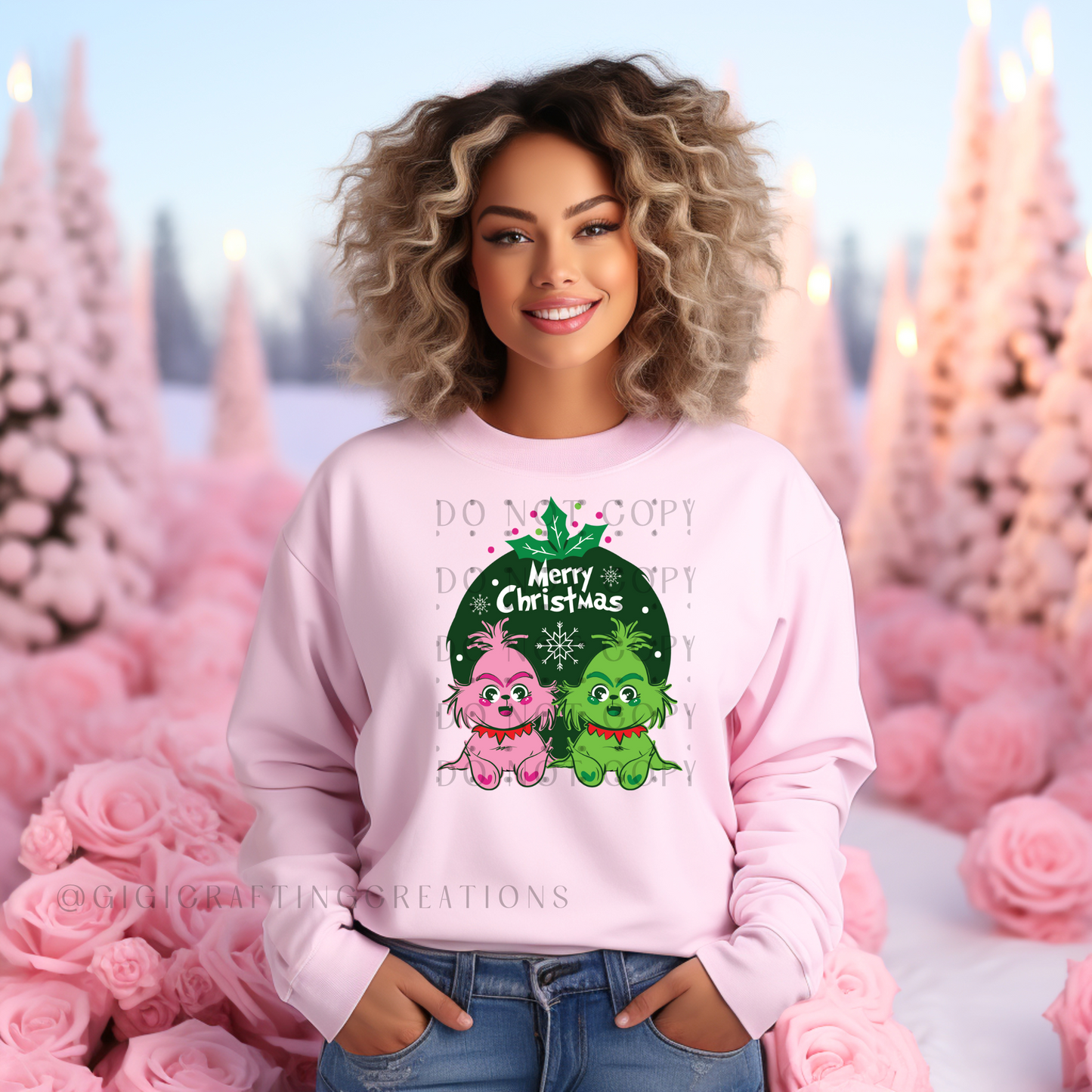 Baby Grinch Pink and Green Crewneck
