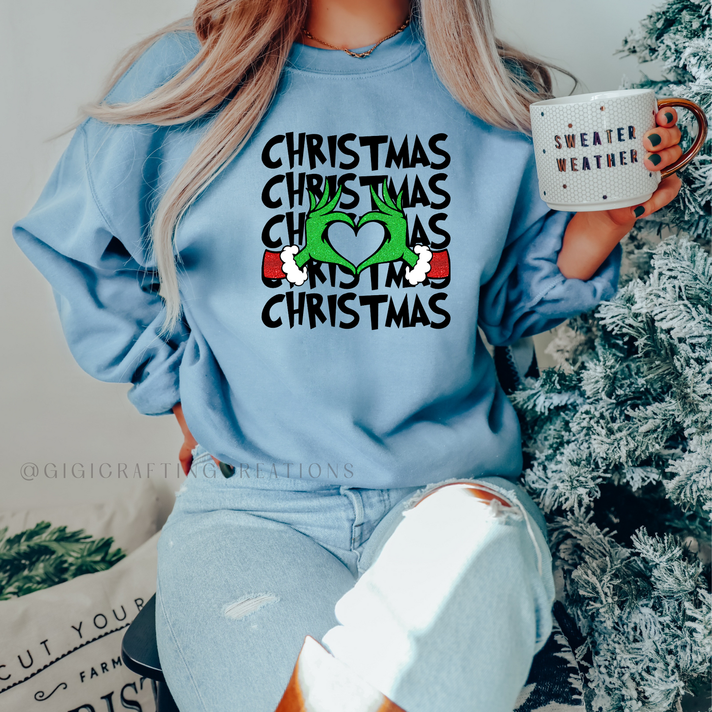 Christmas Heart Grinch Crewneck