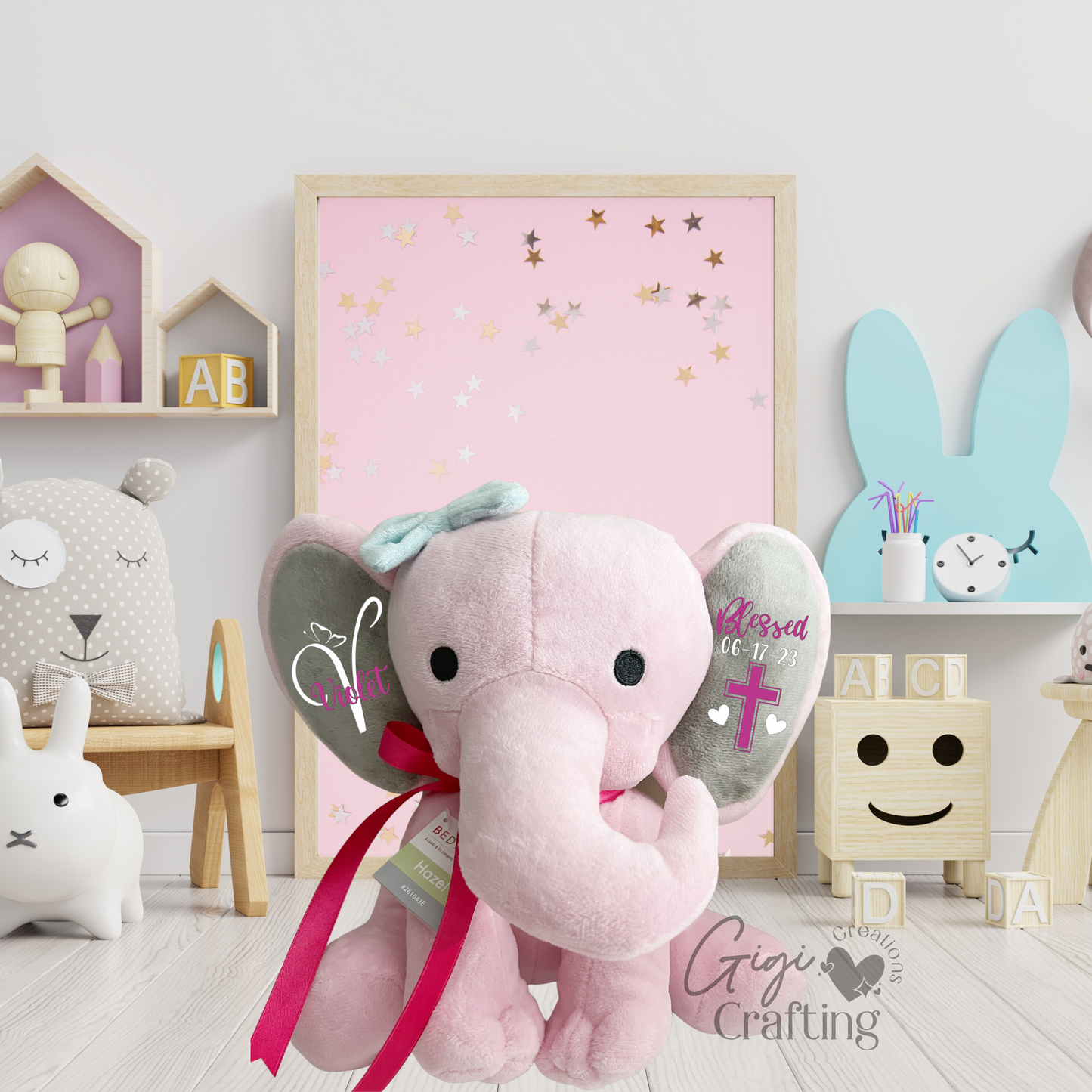 Girl Baptist Christening Gift Elephant