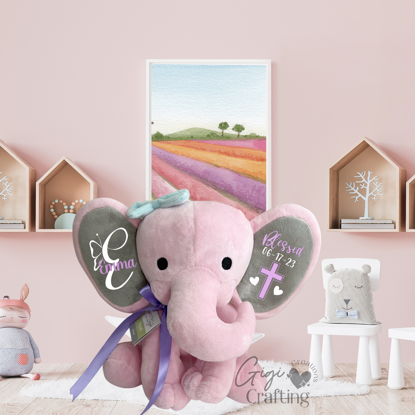 Girl Baptist Christening Gift Elephant