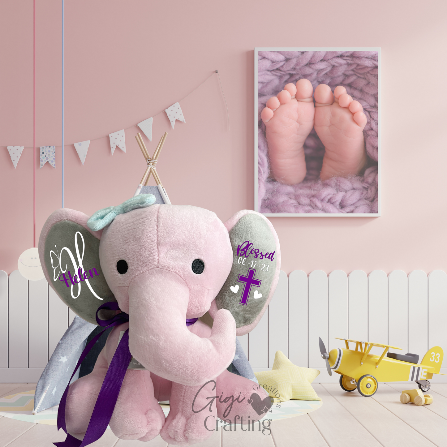 Girl Baptist Christening Gift Elephant