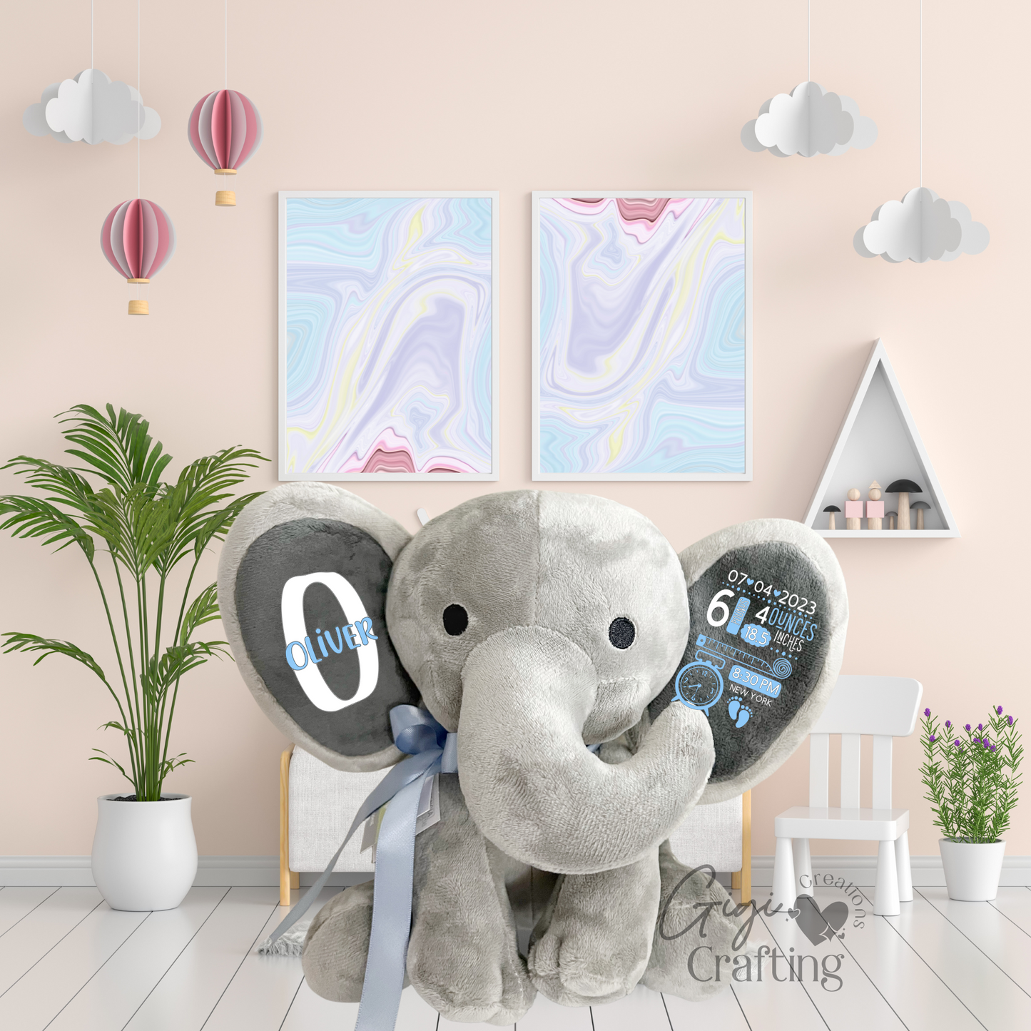 Boy Birth Stat Elephant Gift Elephant
