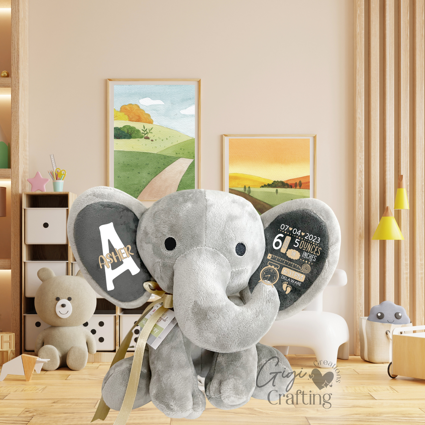 Boy Birth Stat Elephant Gift Elephant