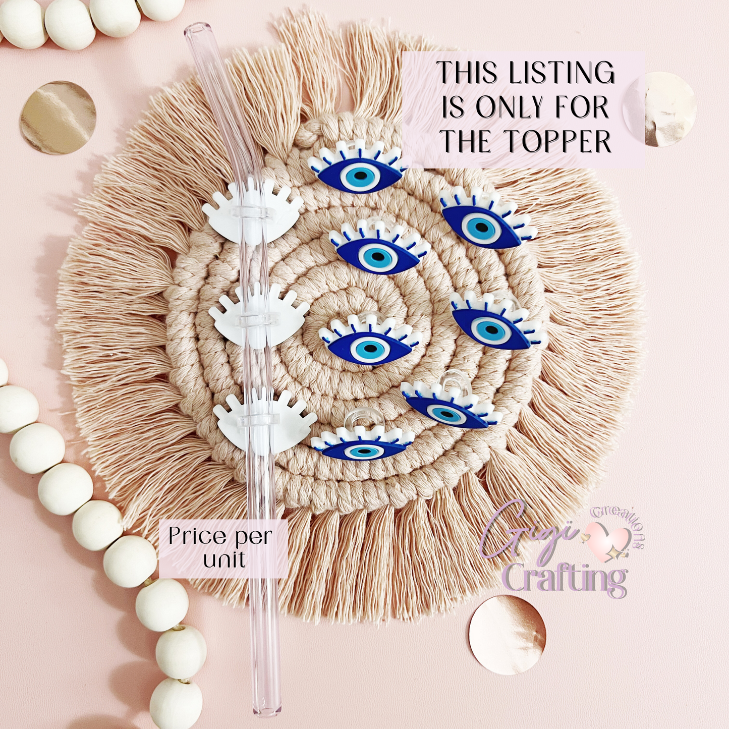 Evil Eye Blue Straw Toppers Charm