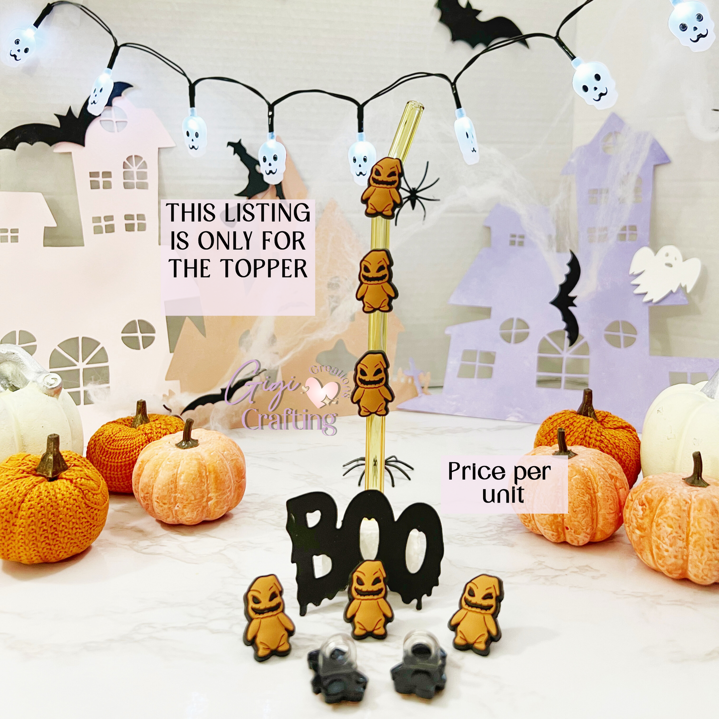 Oogie Boogie Orange Straw Toppers Charm