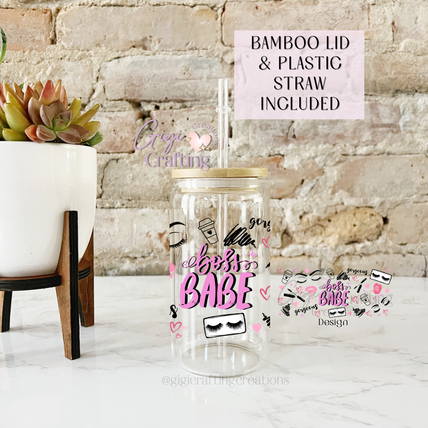 16oz Glass Cup Boss Babe