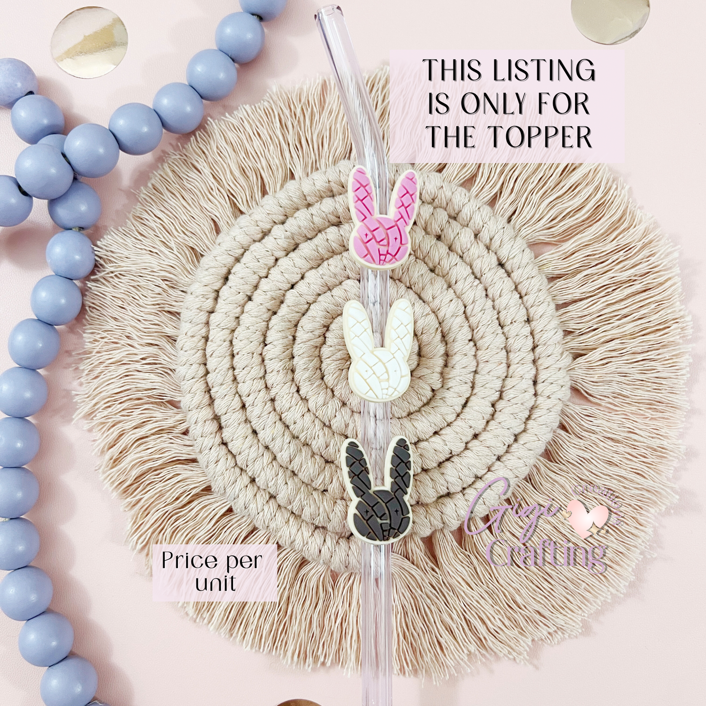 Bunny Concha Straw Toppers Charm
