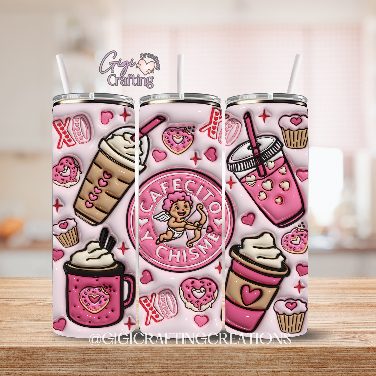 Cafecito y Chisme Valentine - 20oz Skinny Tumbler