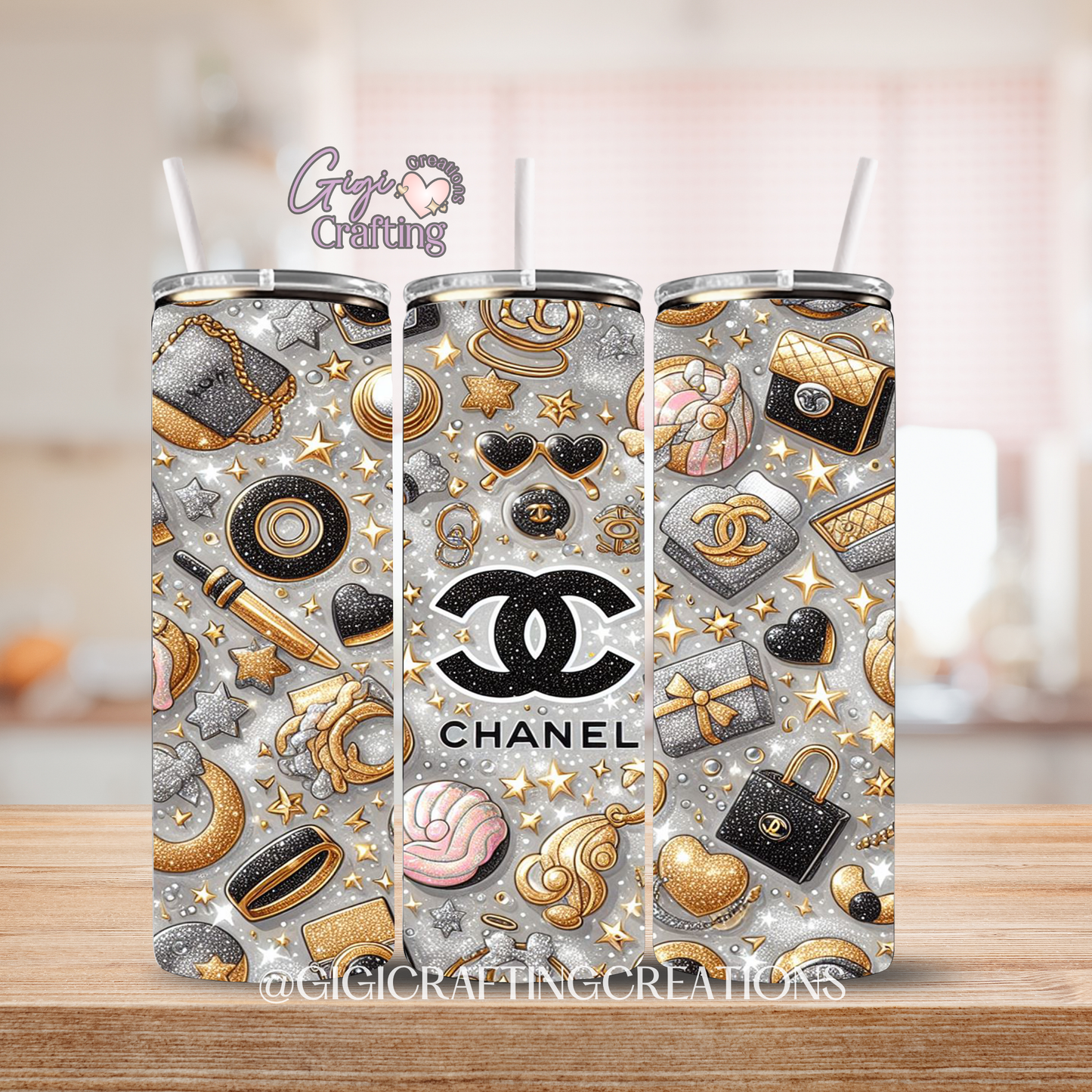 Sparkle Gold Luxury Designer - 20oz Skinny Tumbler