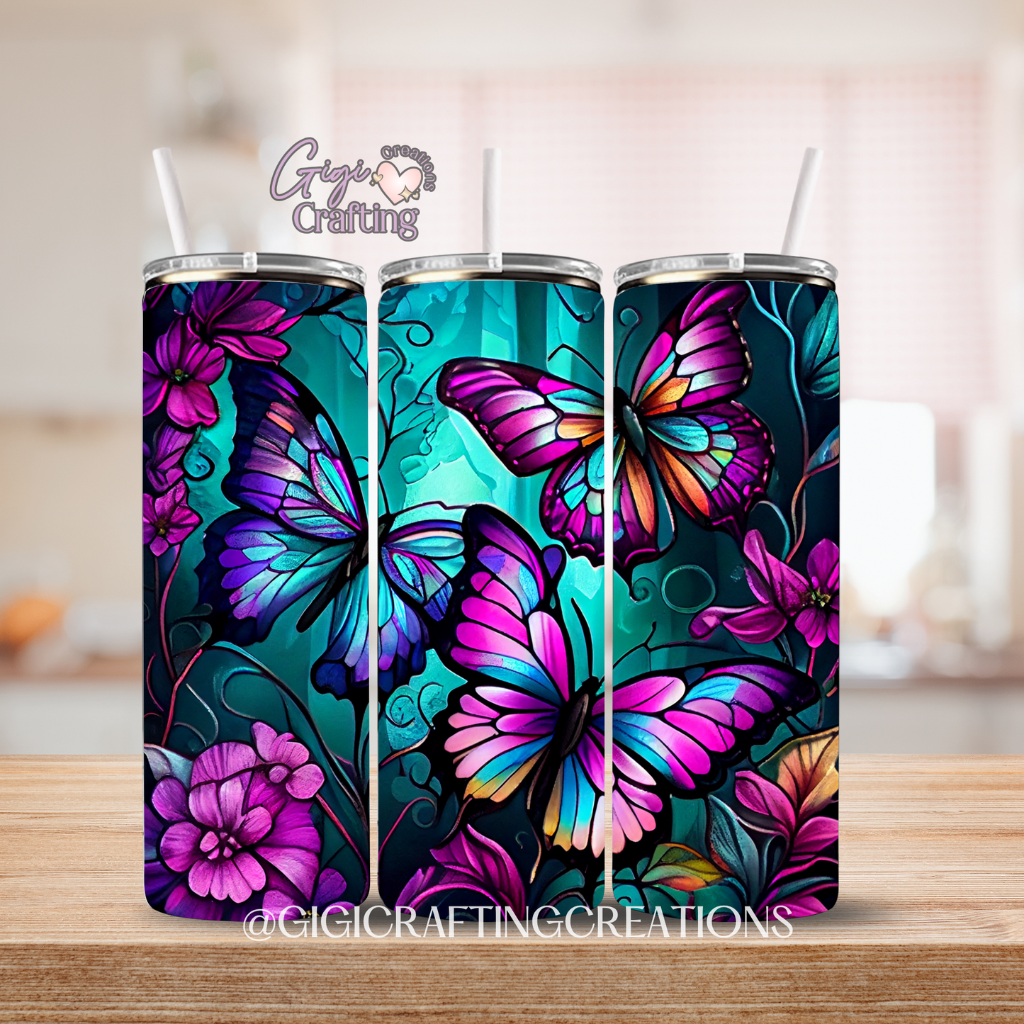 Colored Butterflies - 20oz Skinny Tumbler