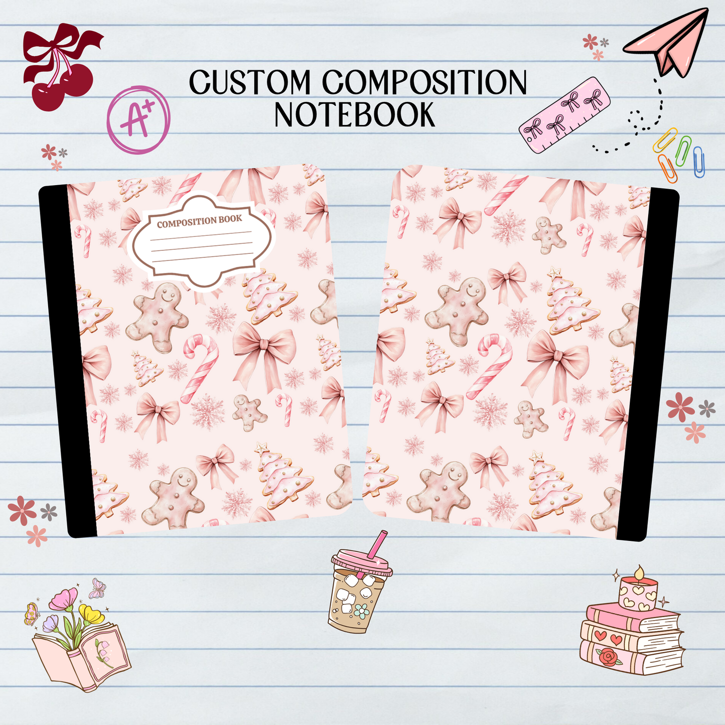 Coquette Gingerbread Cookie - Composition Notebook
