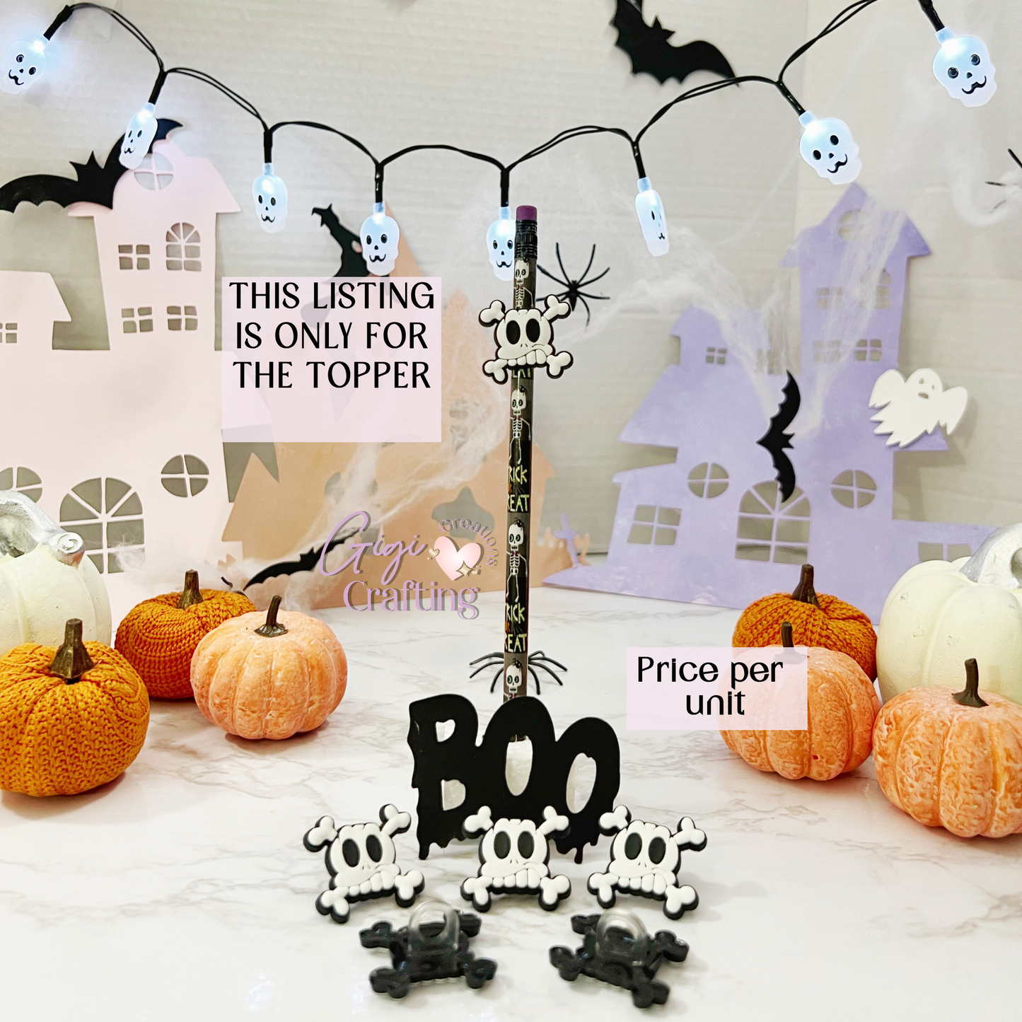 Cute Bone Halloween Straw Toppers Charm