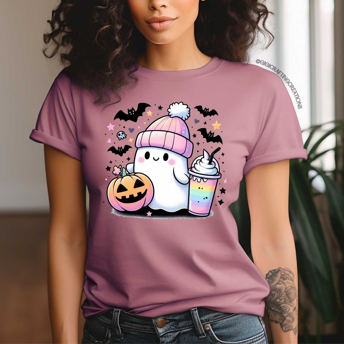 Cute Ghost Bougie Coffee Relaxed Unisex Tee