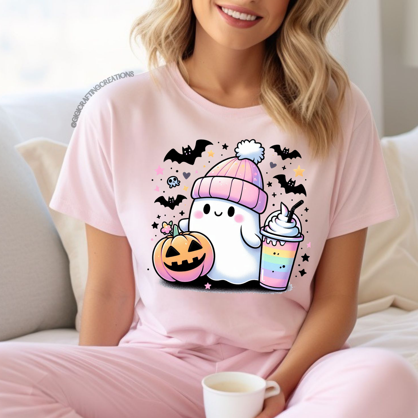 Cute Ghost Bougie Coffee Relaxed Unisex Tee