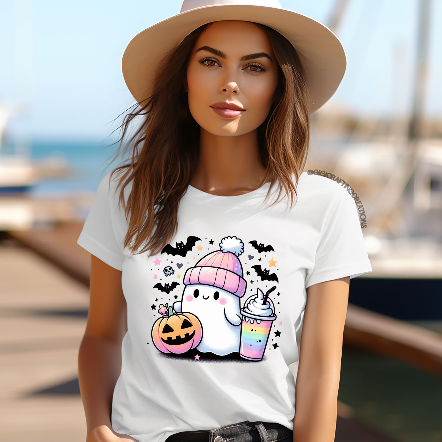 Cute Ghost Bougie Coffee Relaxed Unisex Tee