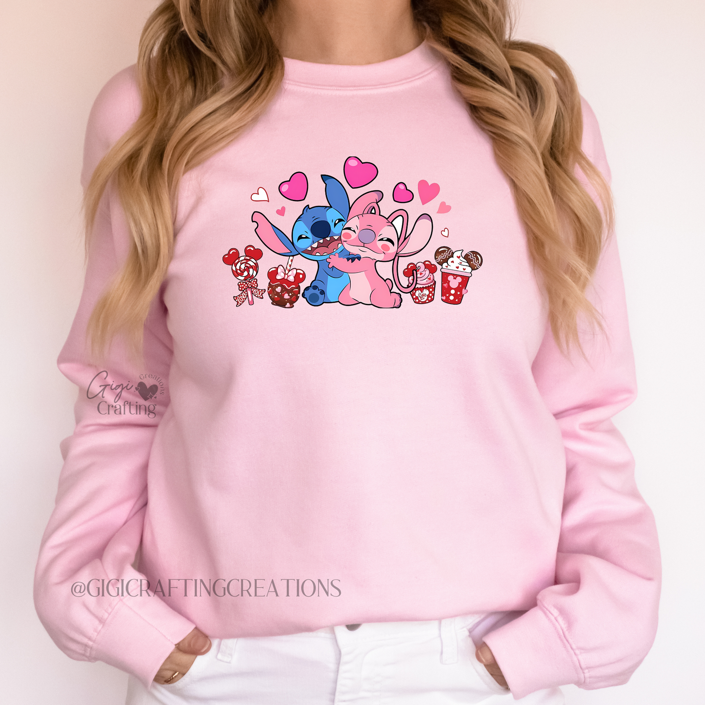 Cute Valentine Cartoon Hugging Crewneck