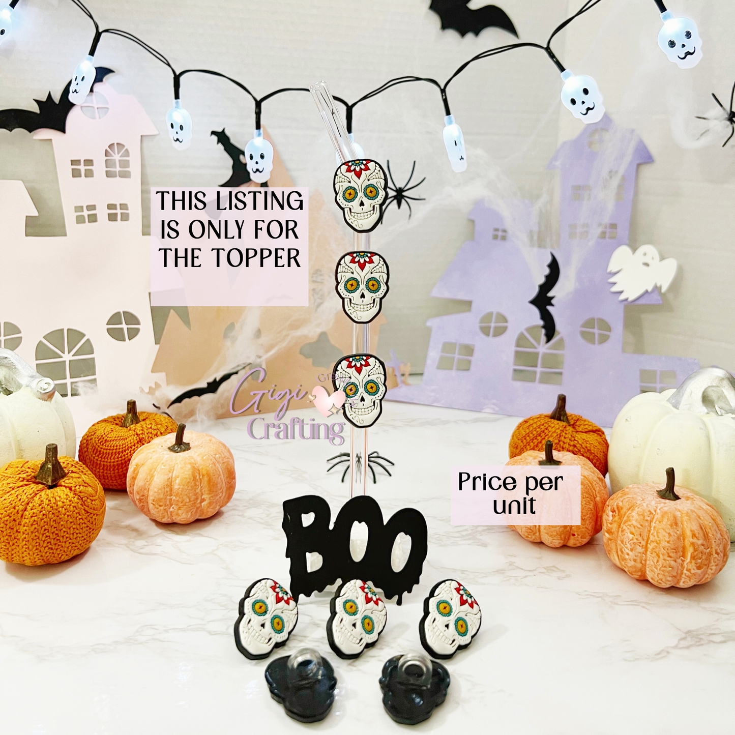 Dia de Muertos Straw Toppers Charm