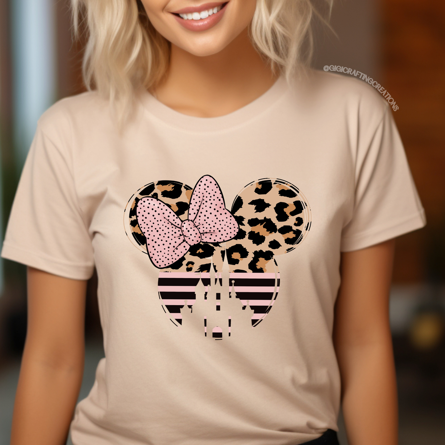 Disney Castle Bow Leopard Relaxed Unisex Tee