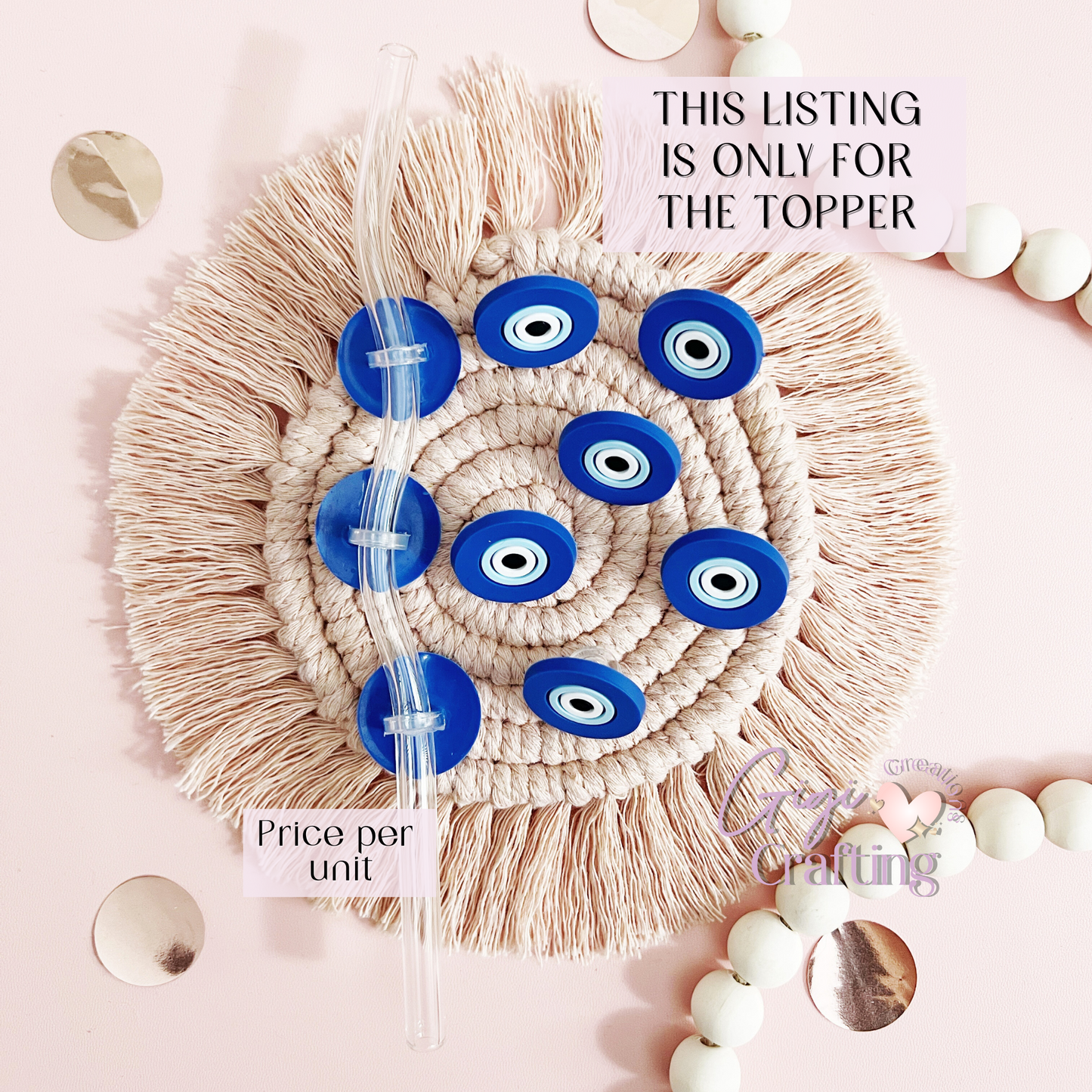 Evil Eye Circle Straw Toppers Charm