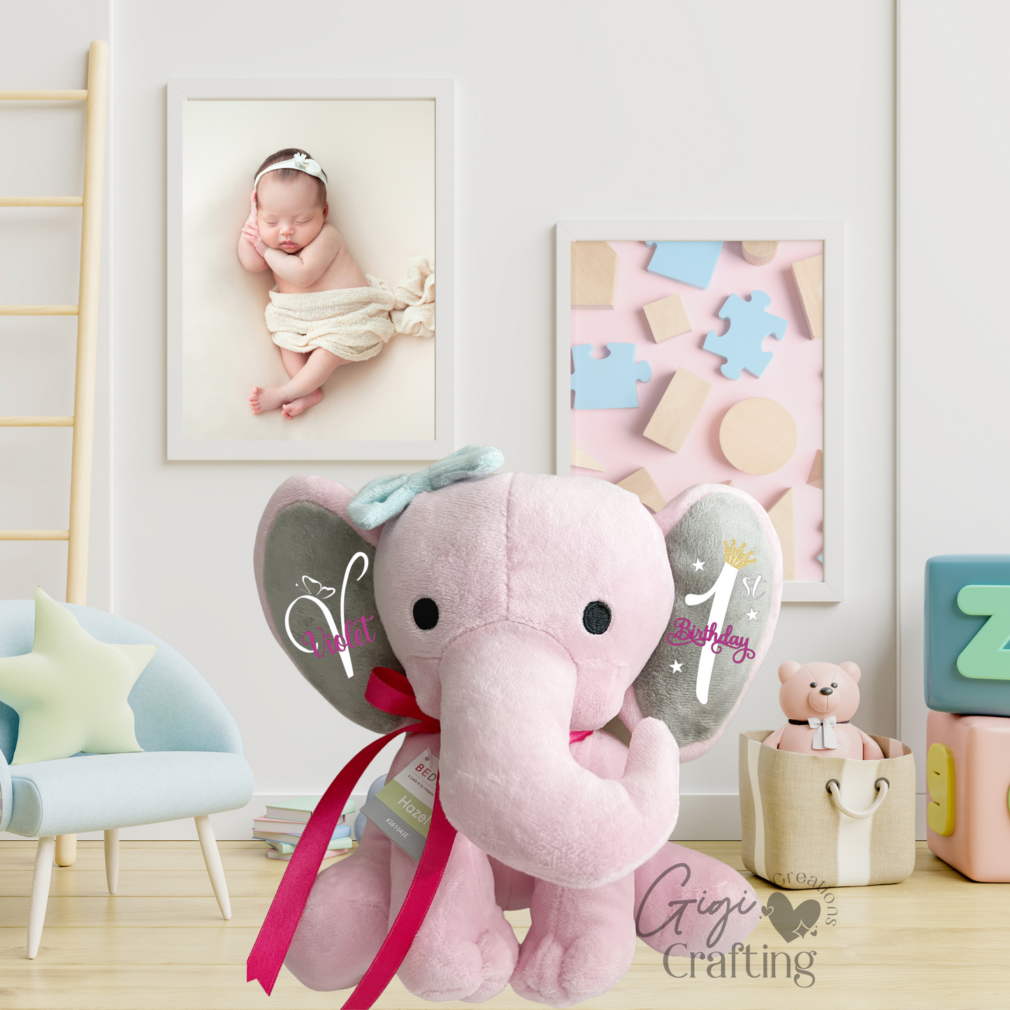 Girl First Birthday Gift Elephant