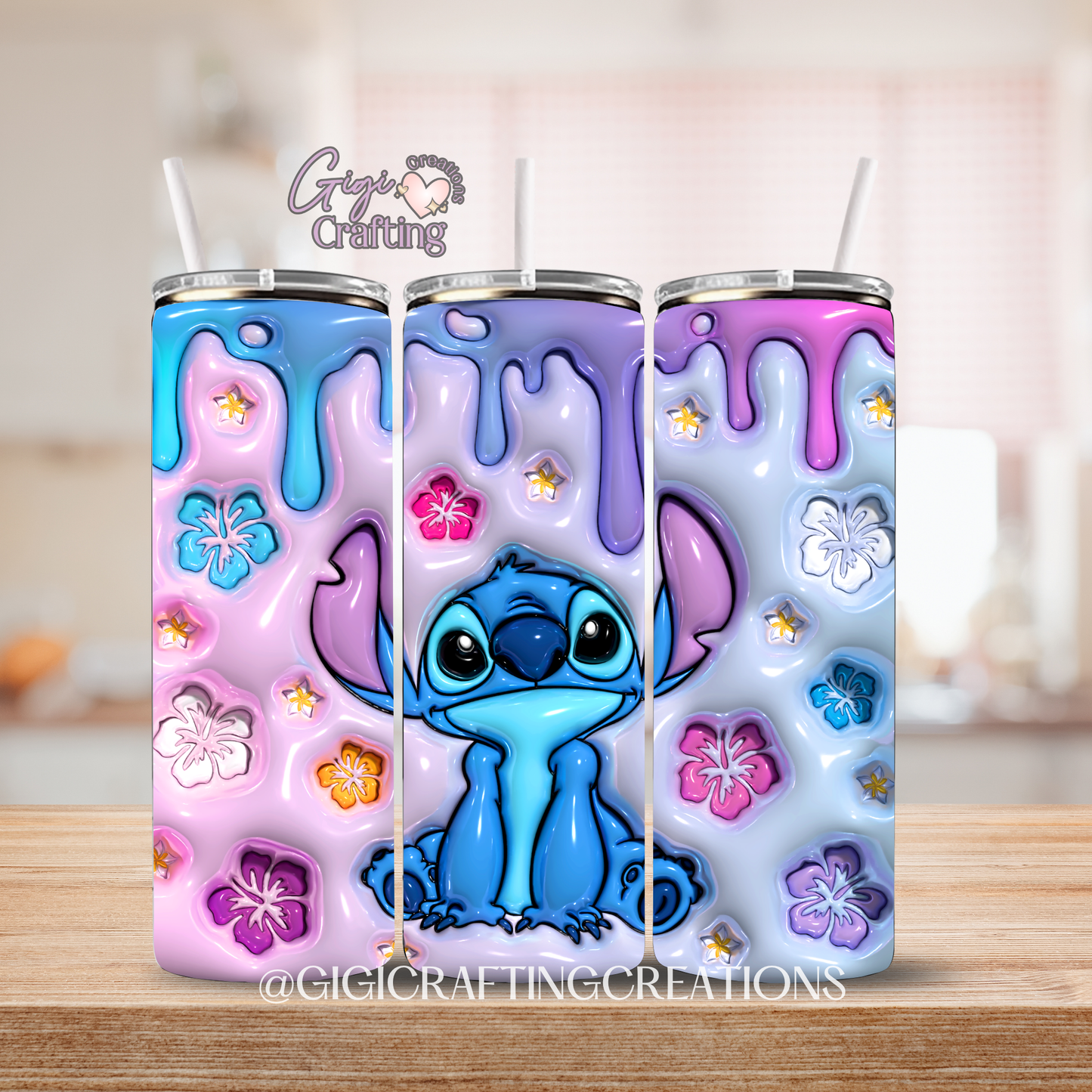 Cute Floral Blue Cartoon - 20oz Skinny Tumbler