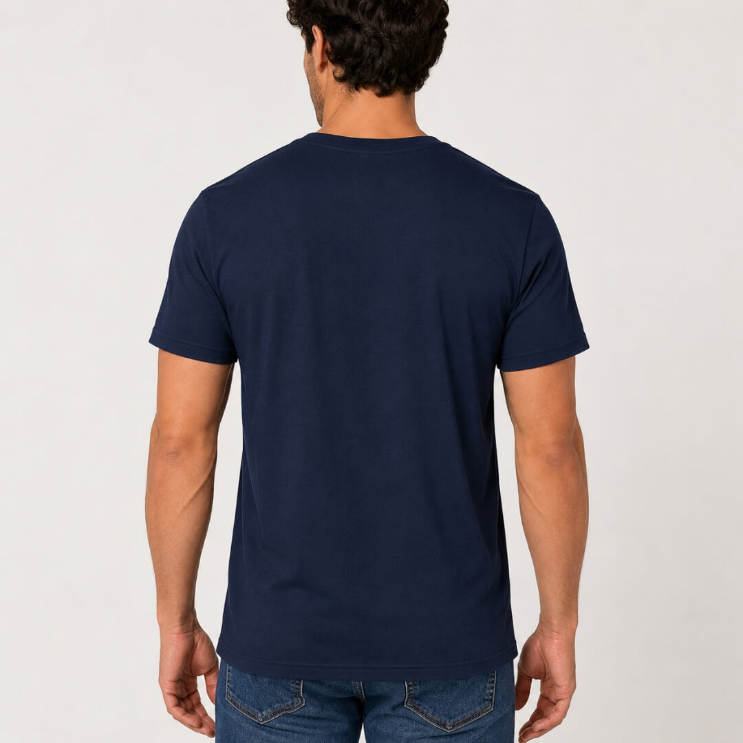Back view of Gildan Softstyle V-Neck T-Shirt in Navy