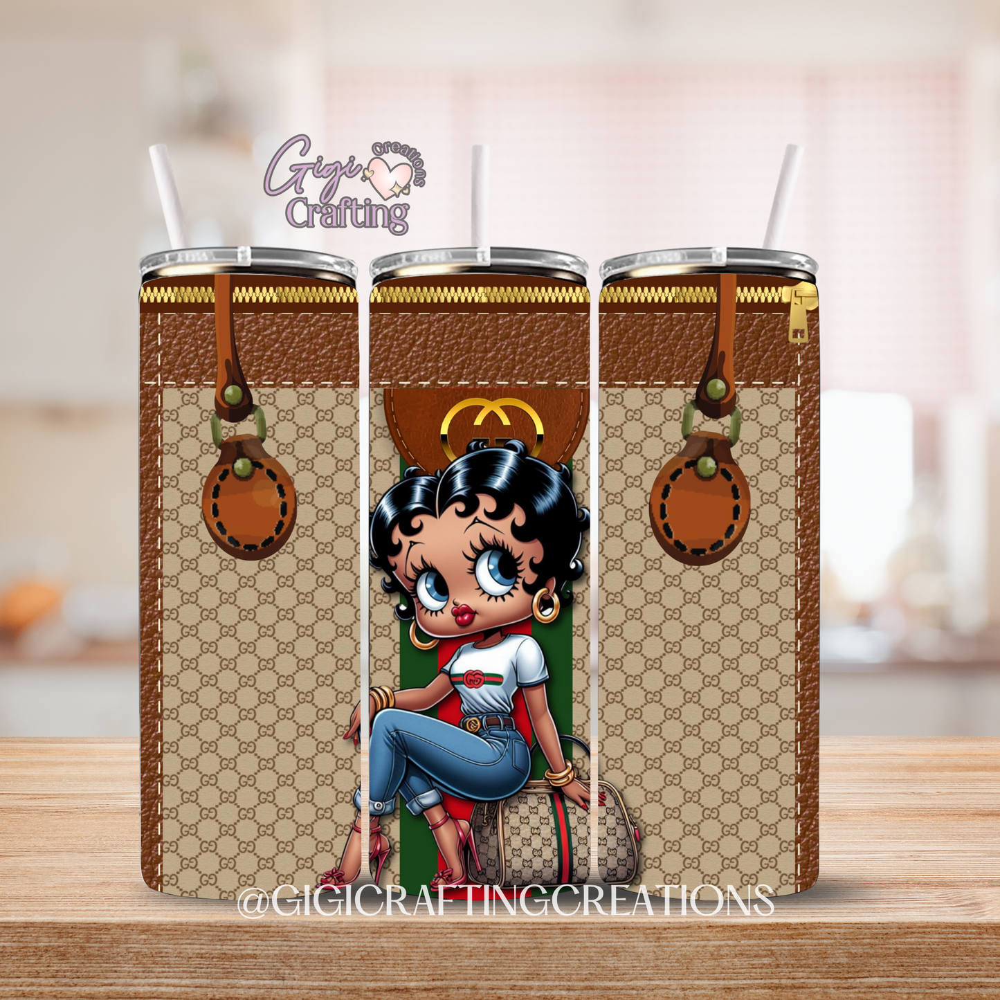 Beige Purse Bag Designer Betty - 20oz Skinny Tumbler