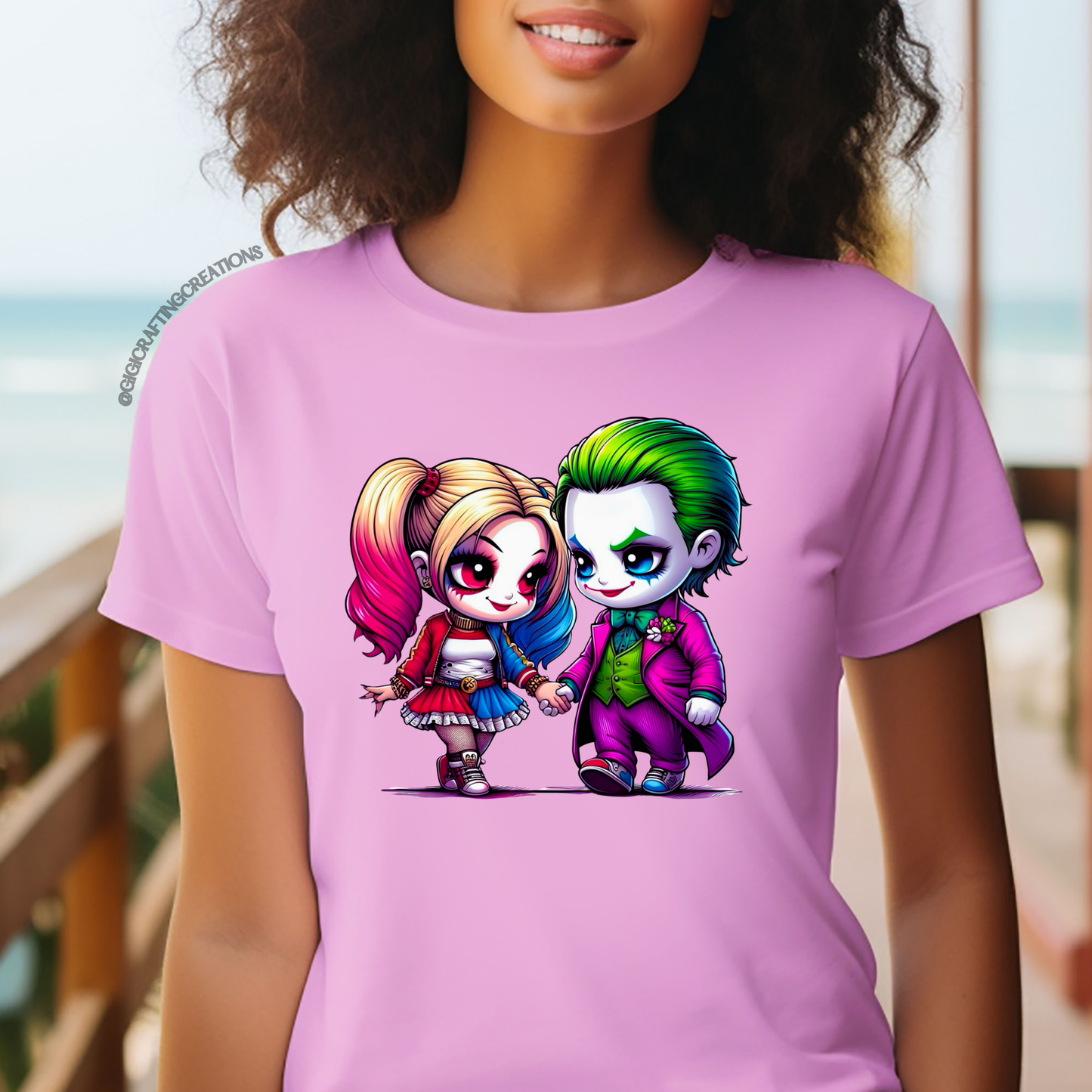 Harley & Joker Holding Hands Relaxed Unisex Tee