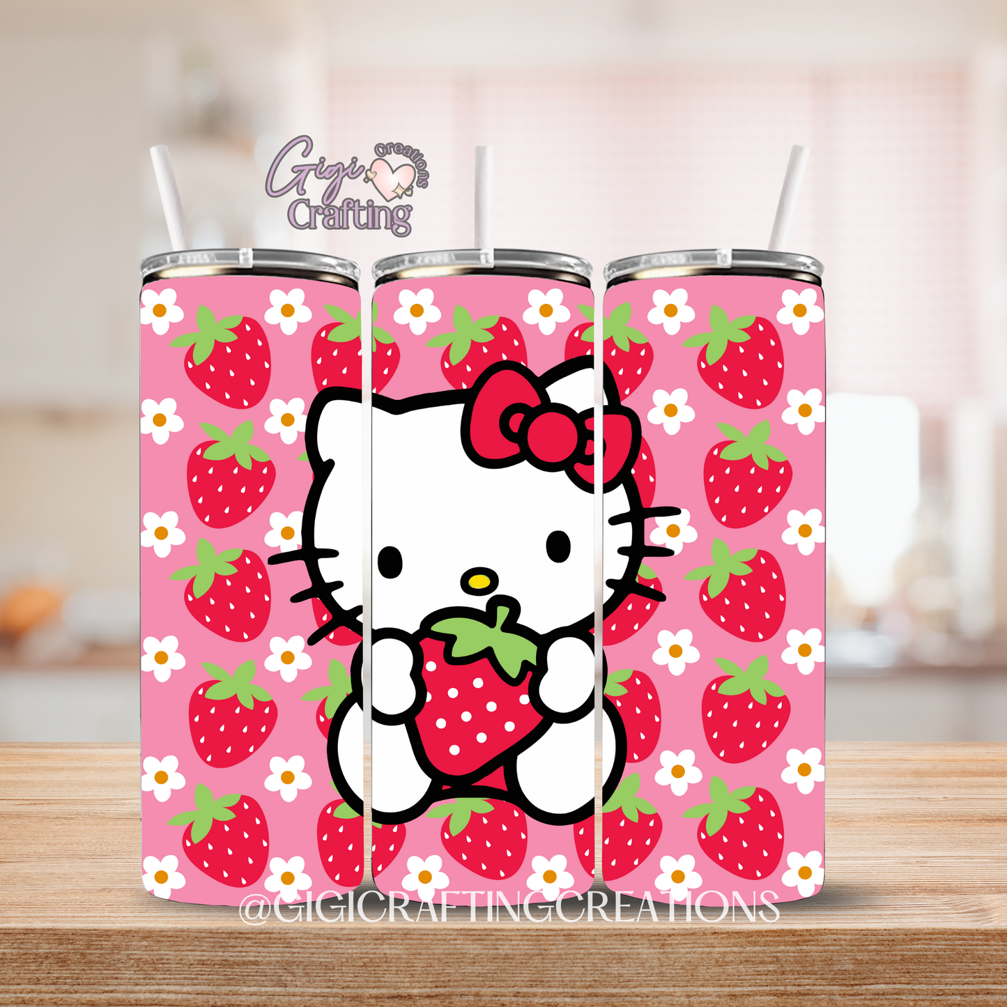 Strawberry Kitty - 20oz Skinny Tumbler