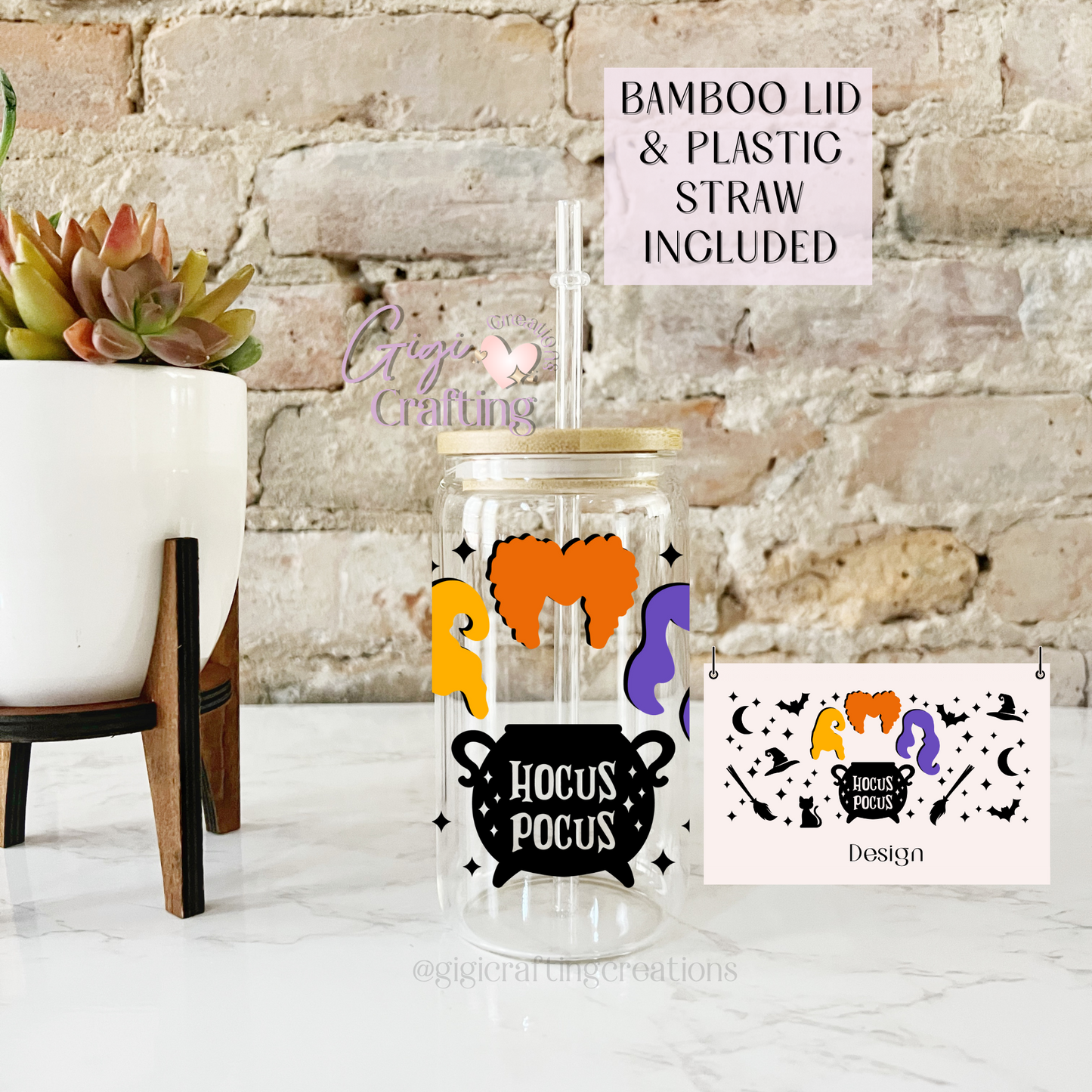 16oz Glass Cup Hocus Pocus Sisters Halloween