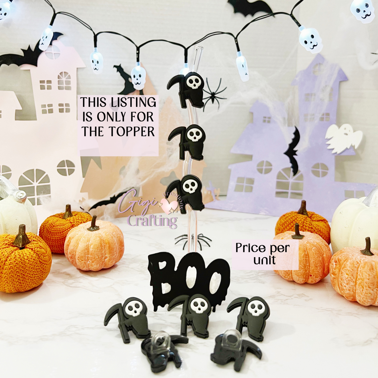 Horror Killer Death Straw Toppers Charm