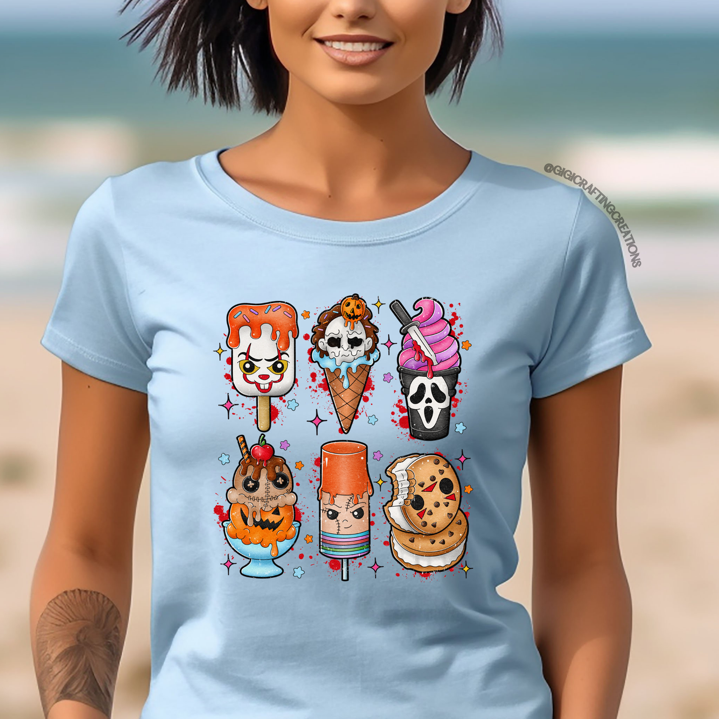 Iced Cream Horror Faces Popsicles Relaxed Unisex Tee