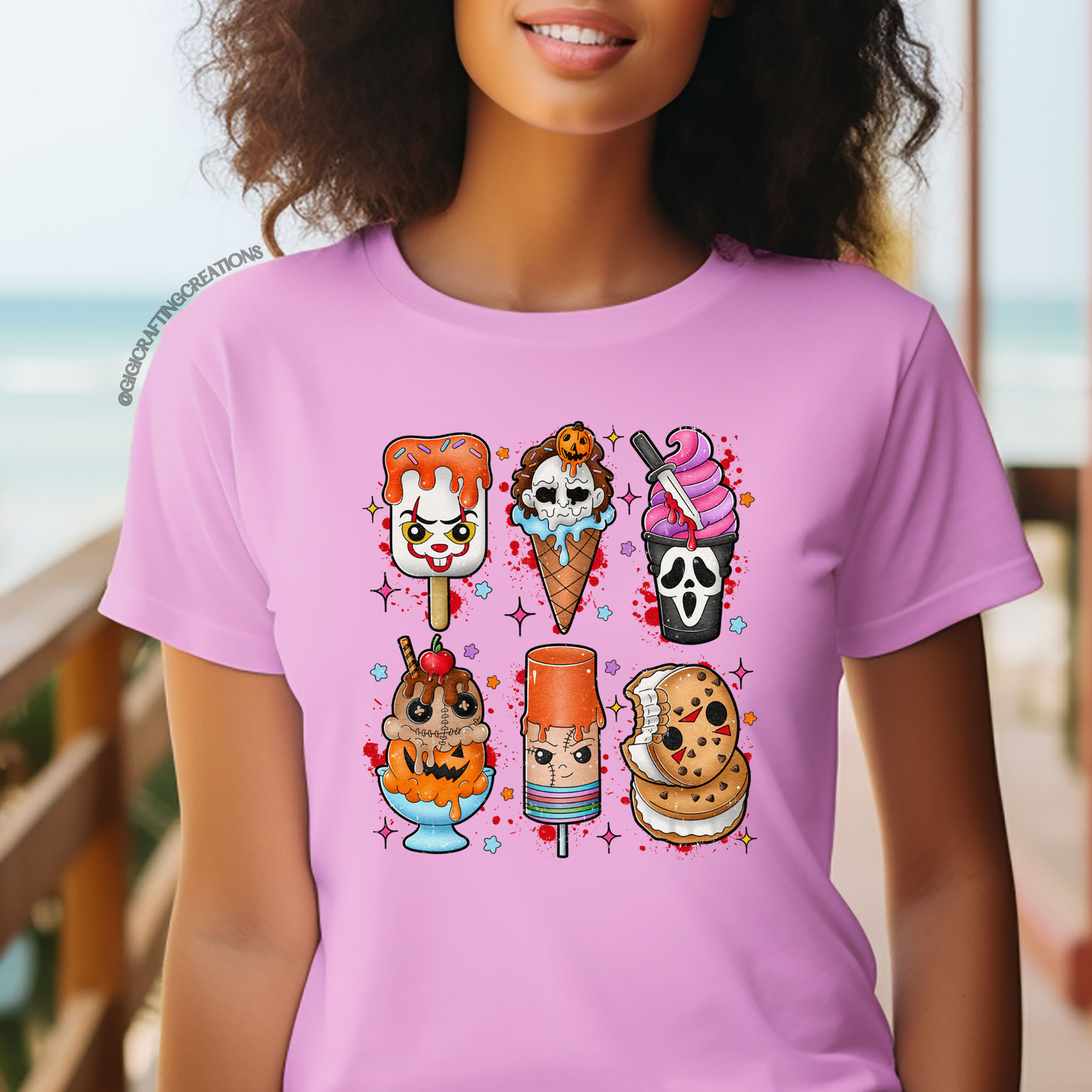Iced Cream Horror Faces Popsicles Relaxed Unisex Tee