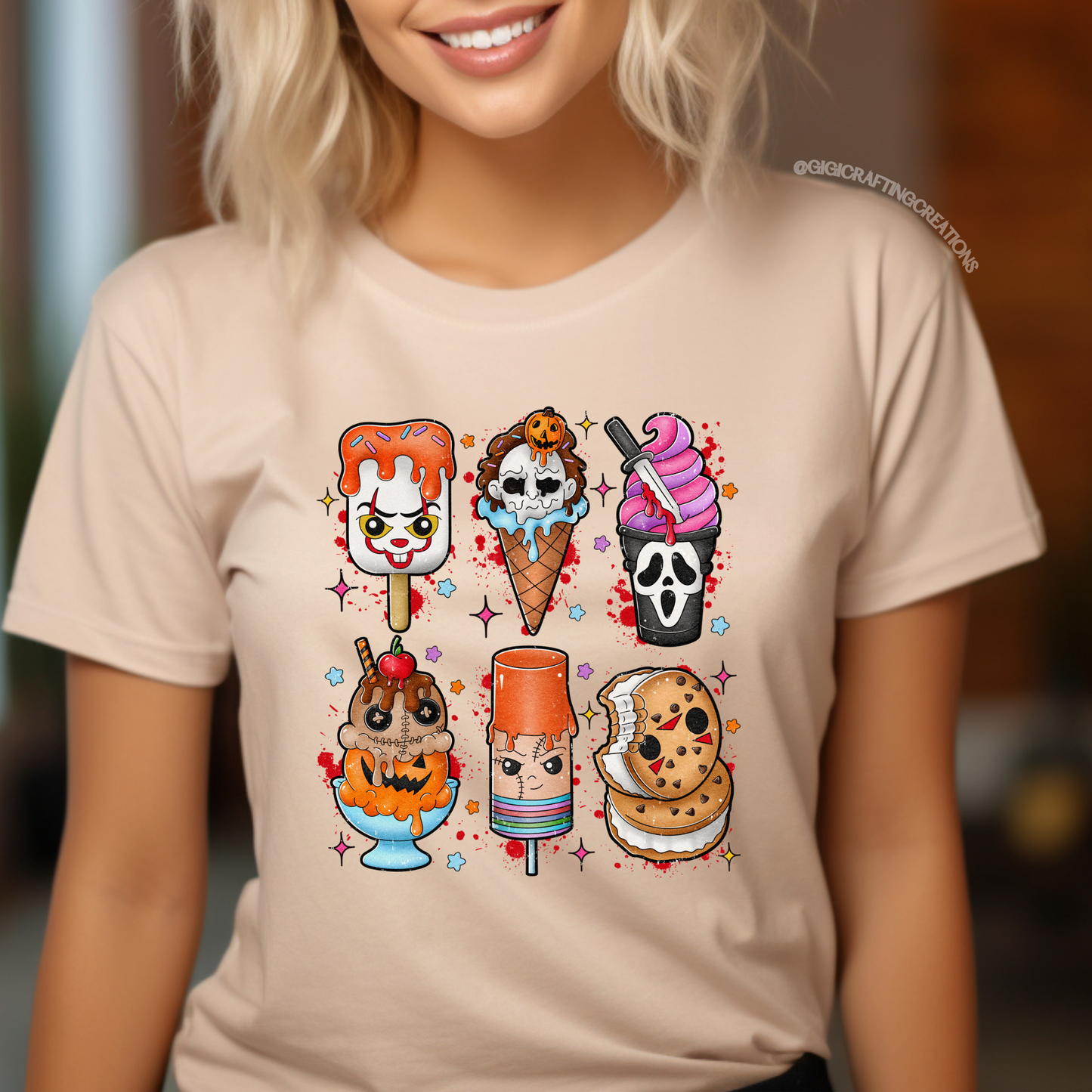Iced Cream Horror Faces Popsicles Relaxed Unisex Tee
