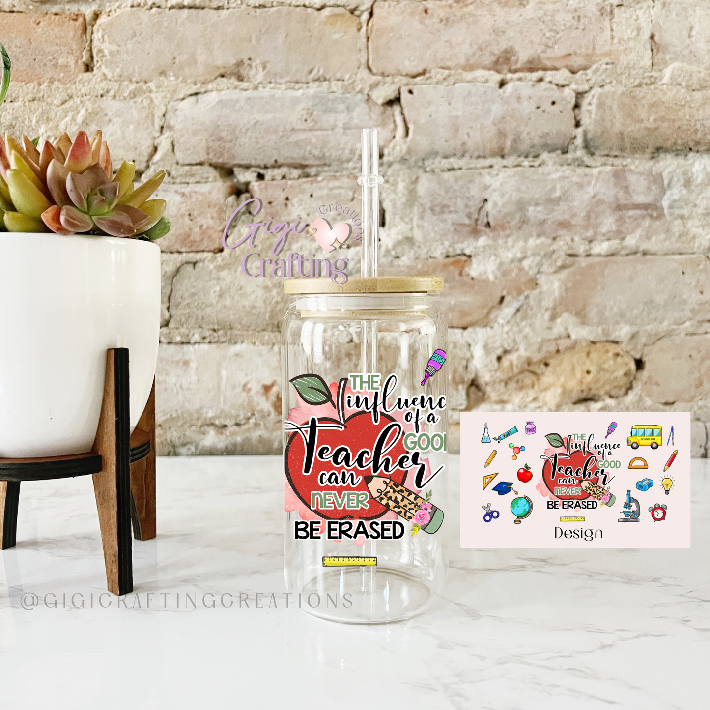 Influencer Teacher - 16oz Glass Cup Boss Babe