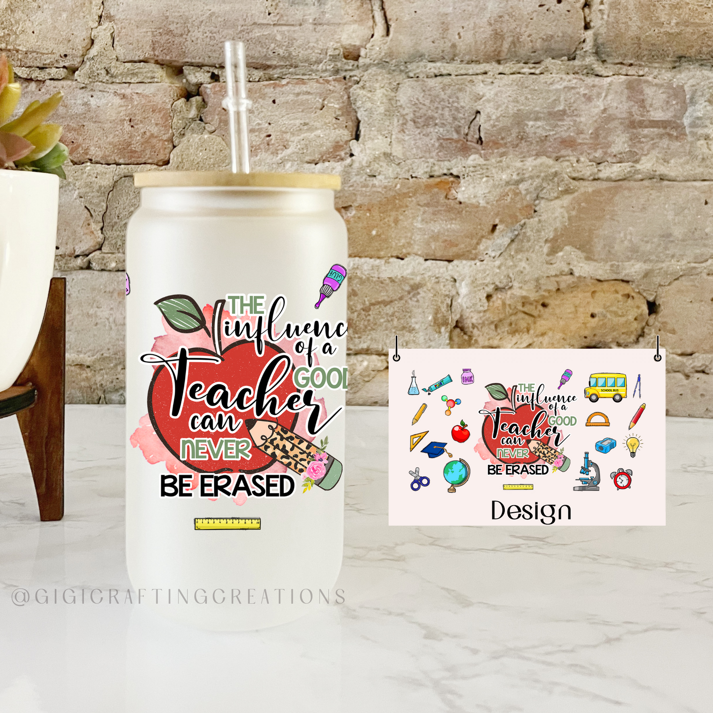 Influencer Teacher - 16oz Glass Cup Boss Babe
