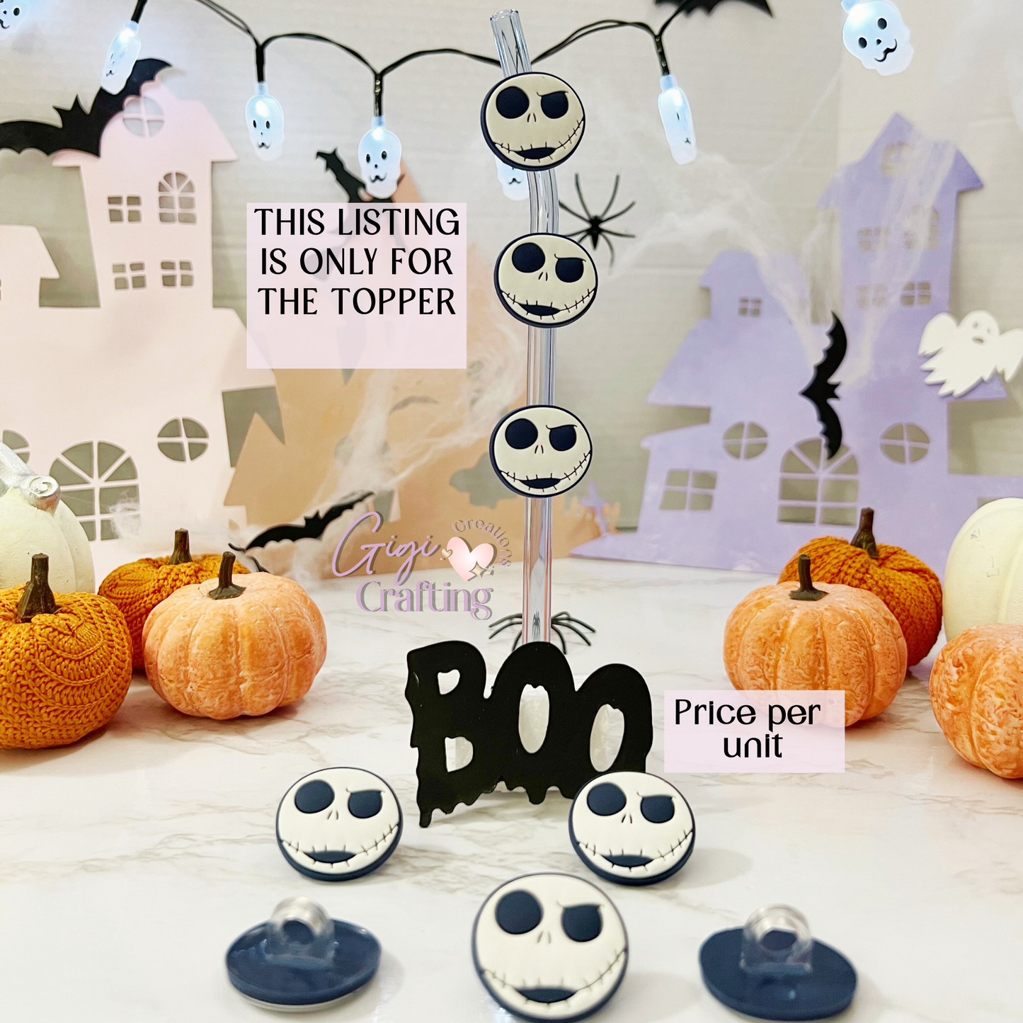 Jack Face Straw Toppers Charm