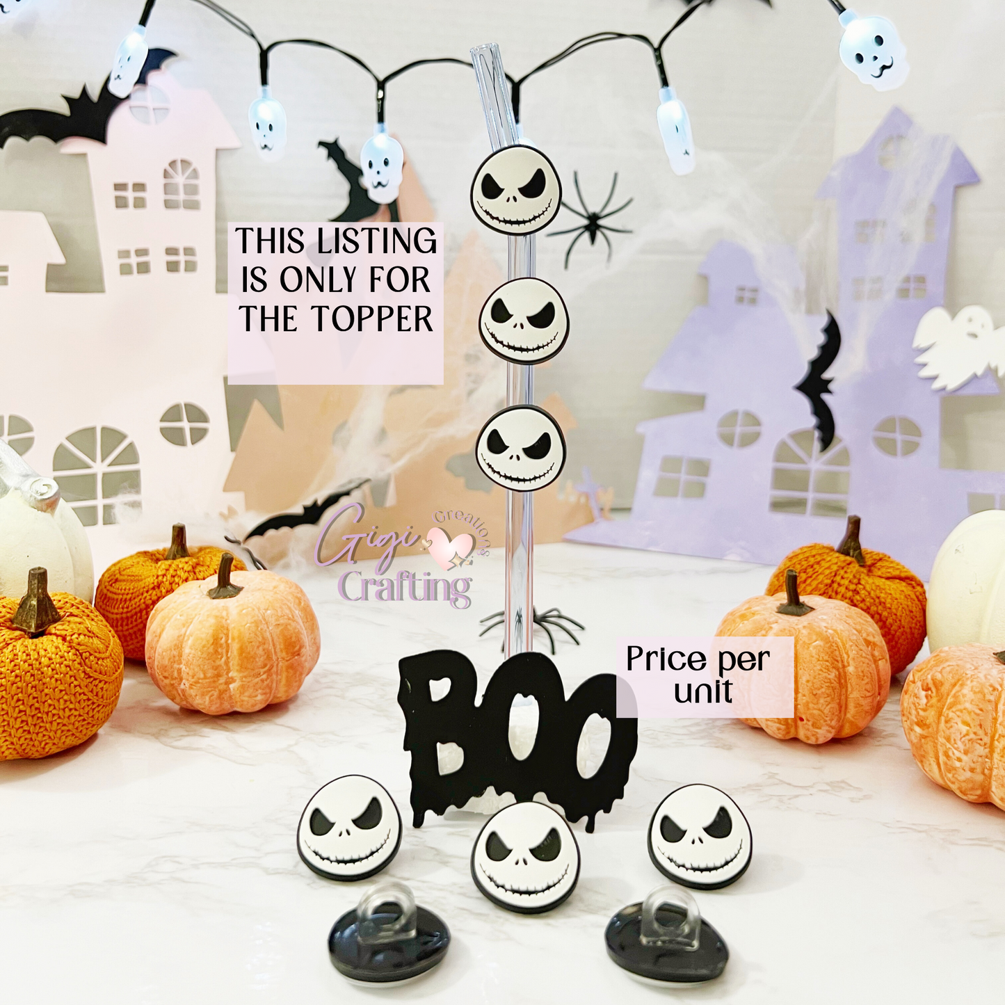 Jack Horror Face Straw Toppers Charm