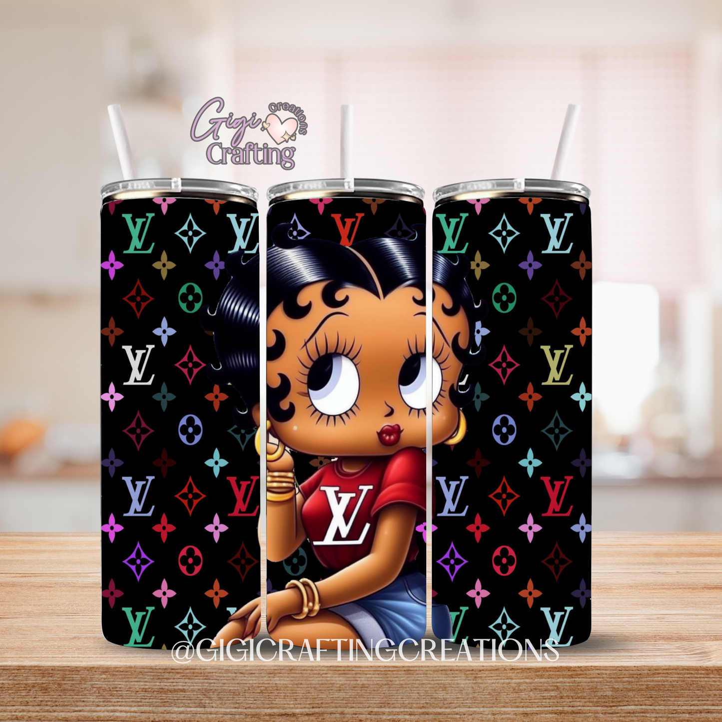 Classic Character LV Designer Background - 20oz Skinny Tumbler