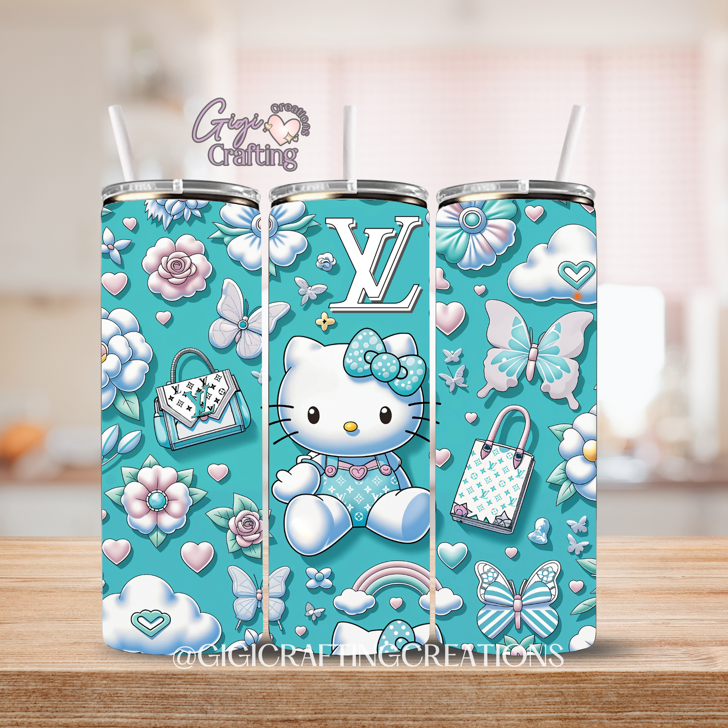 Kitty Wearing LV - 20oz Skinny Tumbler