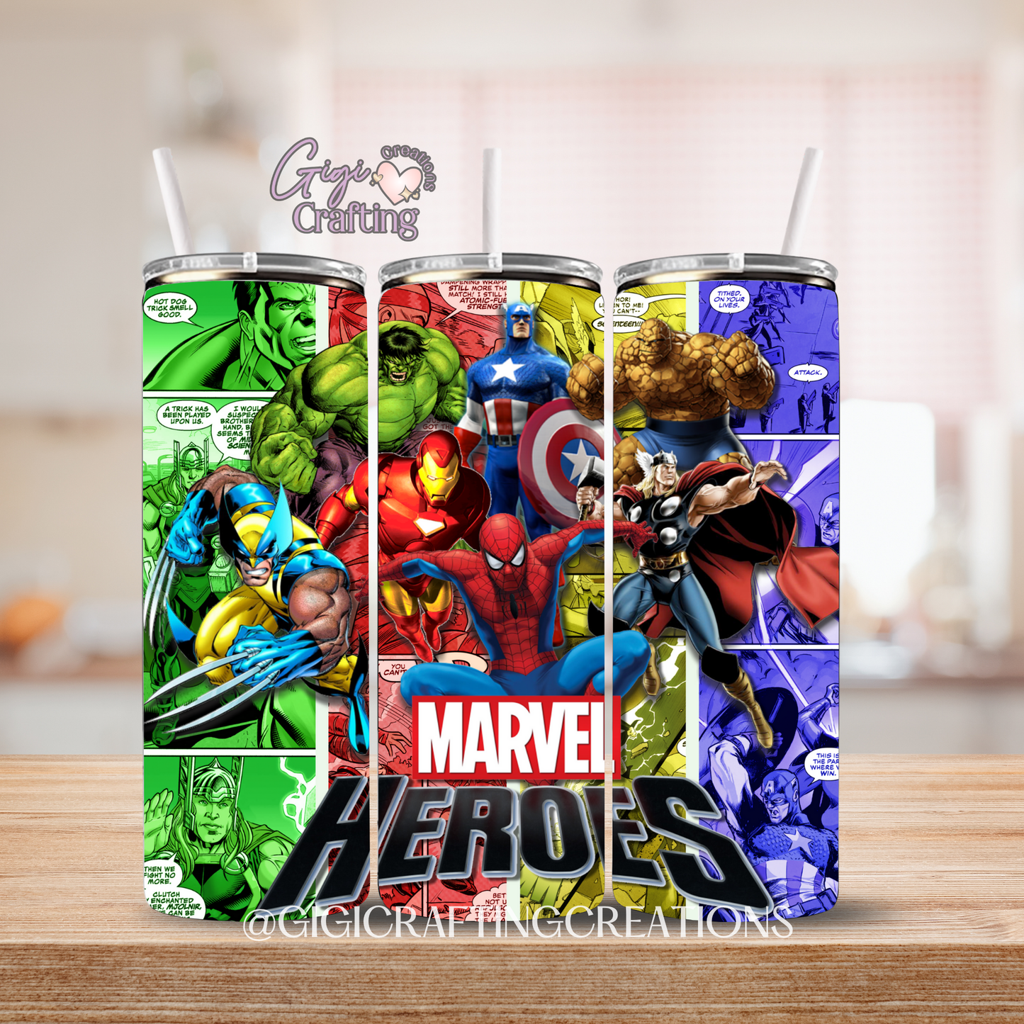 Superheroes Cartoon - 20oz Skinny Tumbler