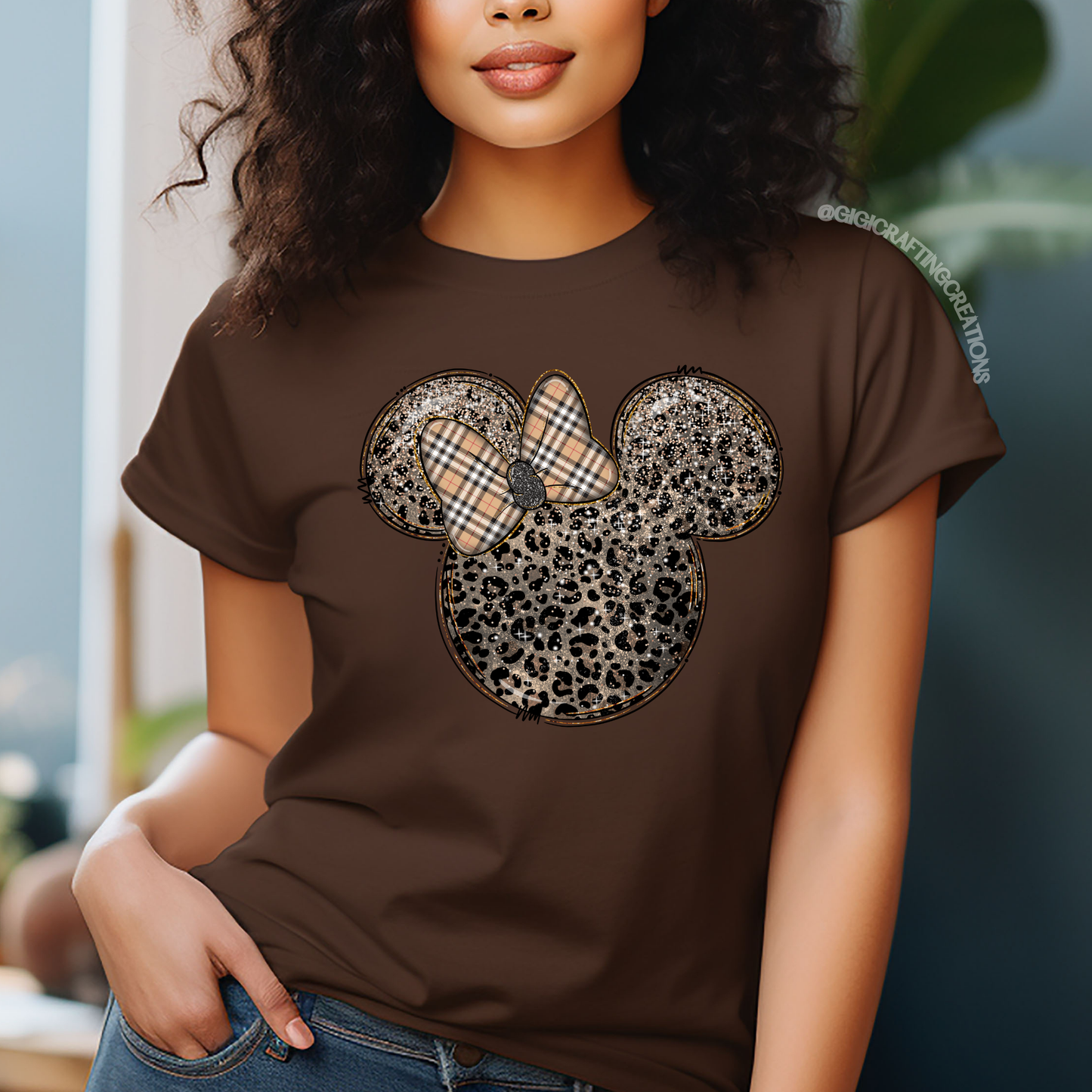 Minnie Head Leopard Relaxed Unisex Tee