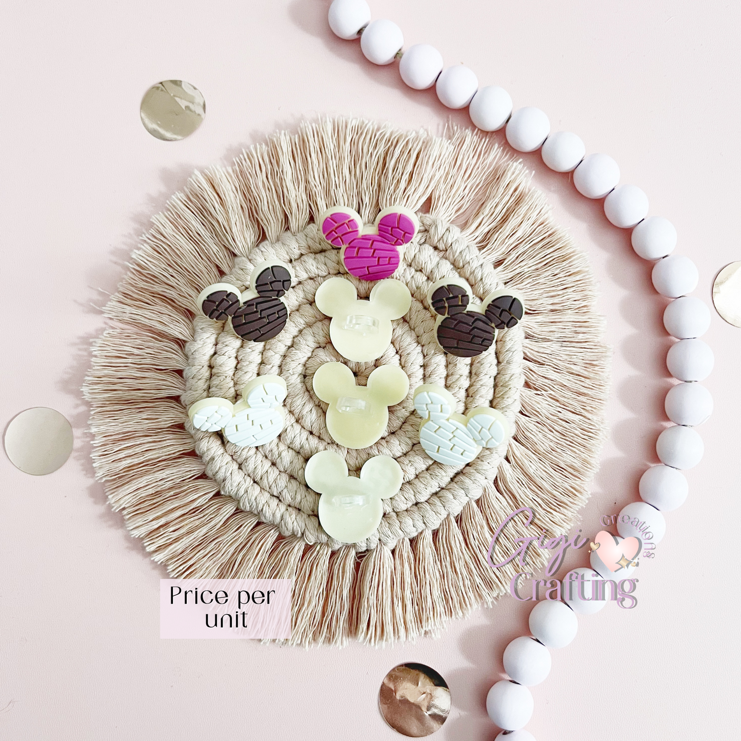 Mouse Concha Straw Toppers Charm