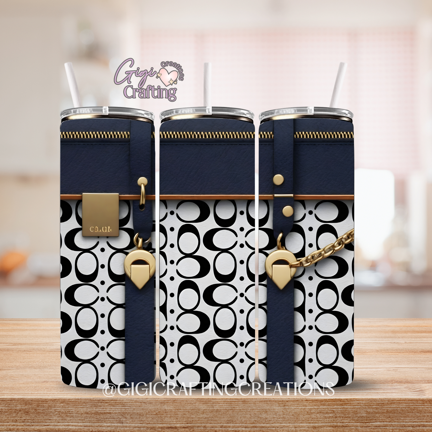Navy Purse Bag Designer - 20oz Skinny Tumbler