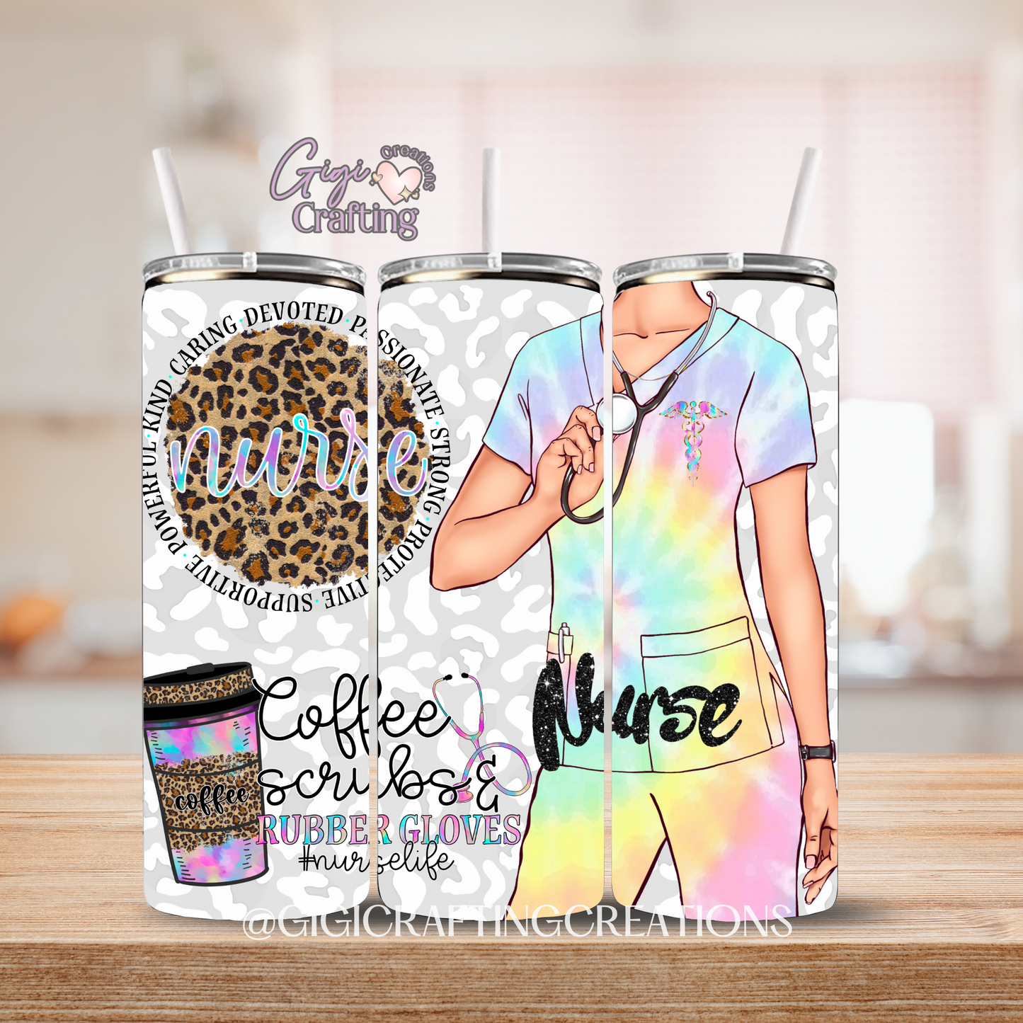 Nurse Life Coffee Scrubs Gloves - 20oz Skinny Tumbler