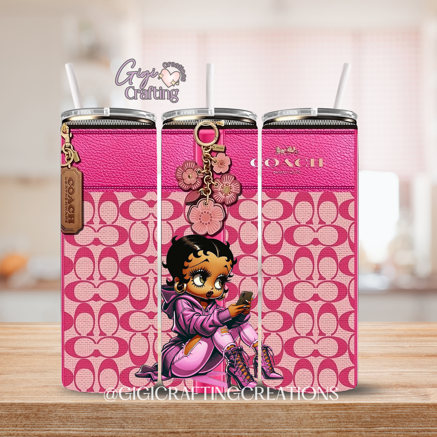 Pink Purse Bag Designer Betty - 20oz Skinny Tumbler