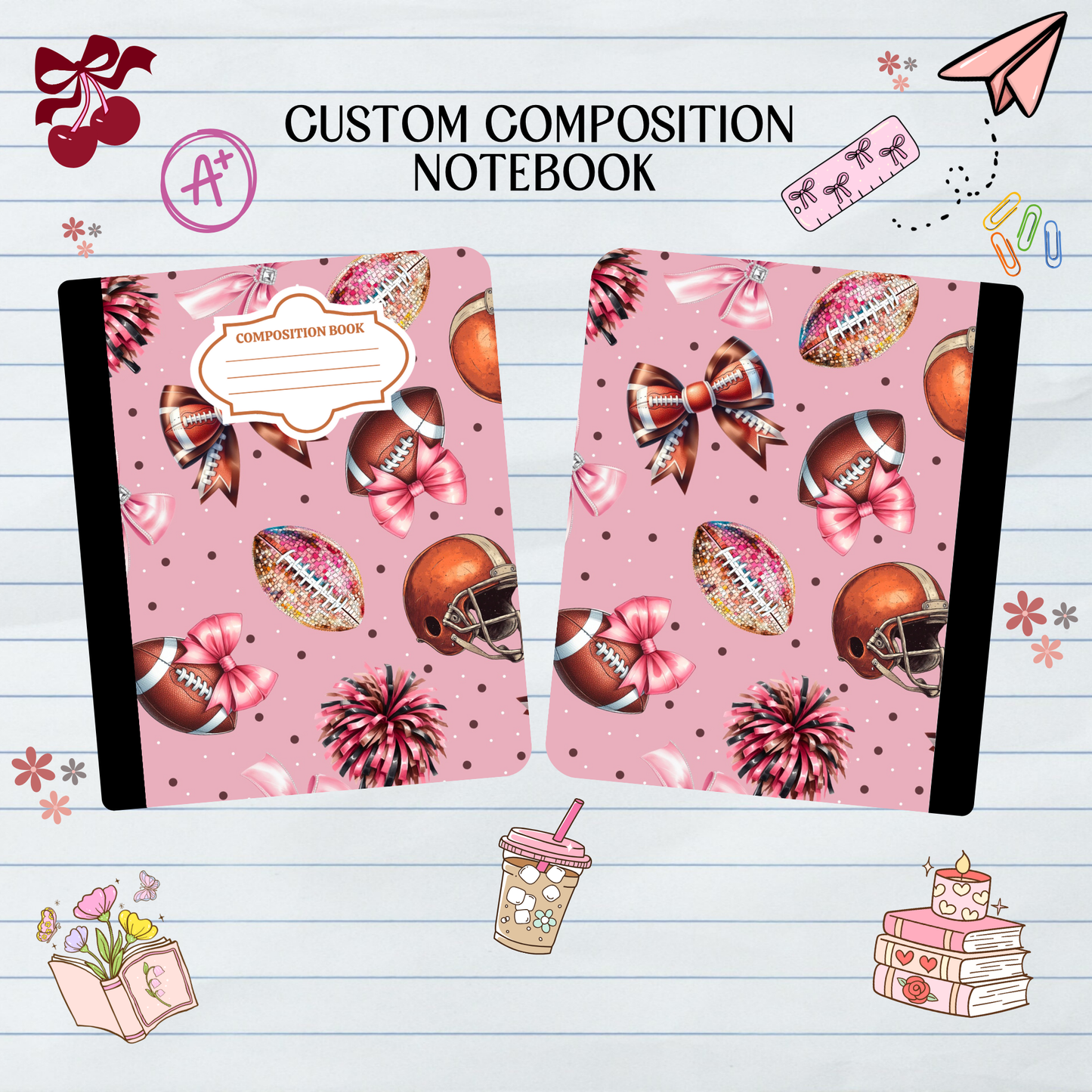 Pink Football Ball Disco - Composition Notebook