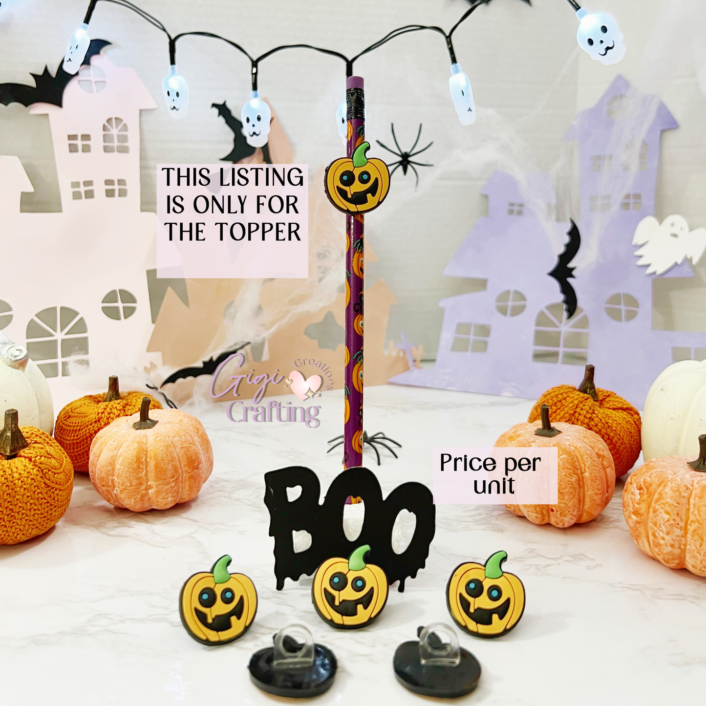 Pumpkin Blue Eyes Straw Toppers Charm