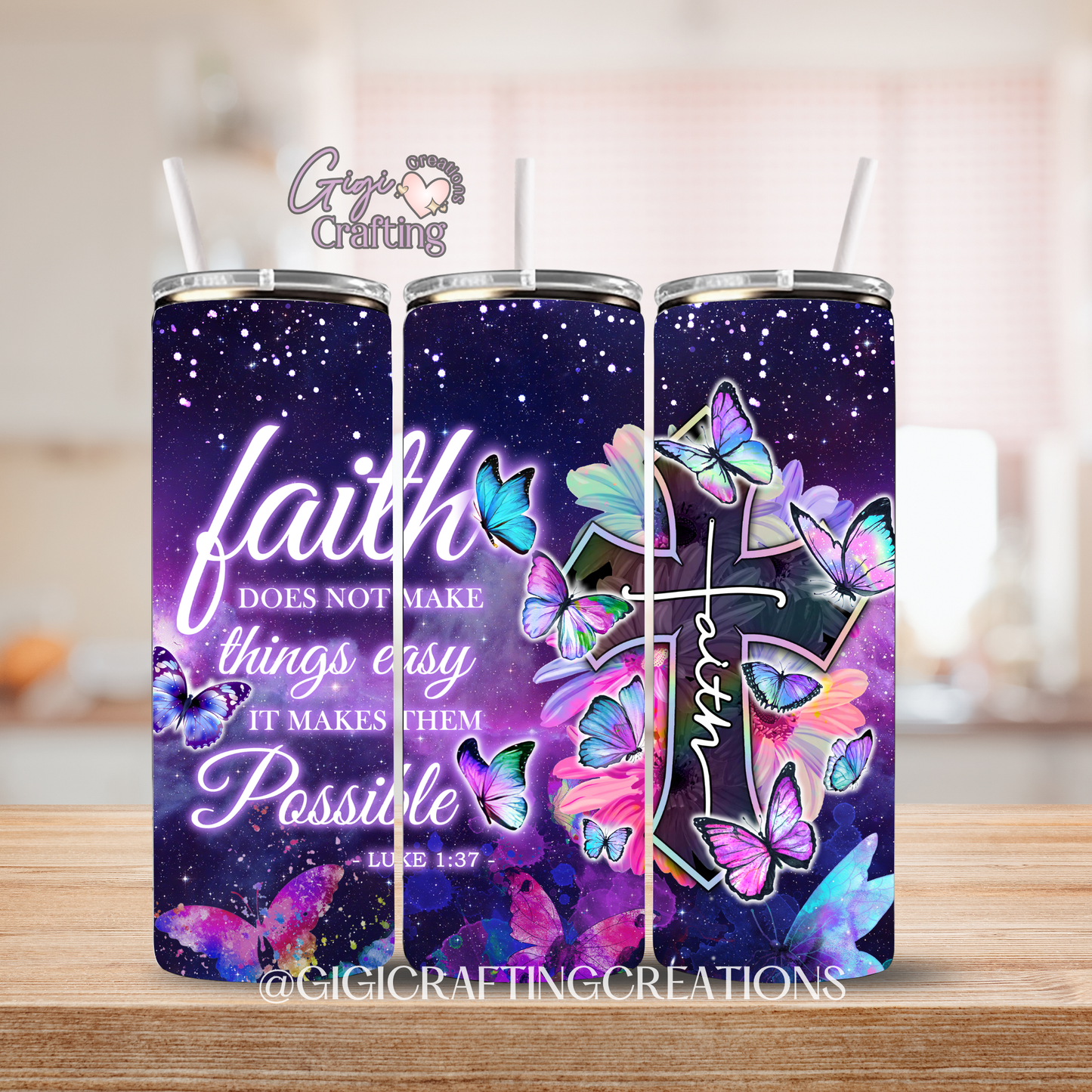 Purple Faith Does not Make Things Easy - 20oz Skinny Tumbler