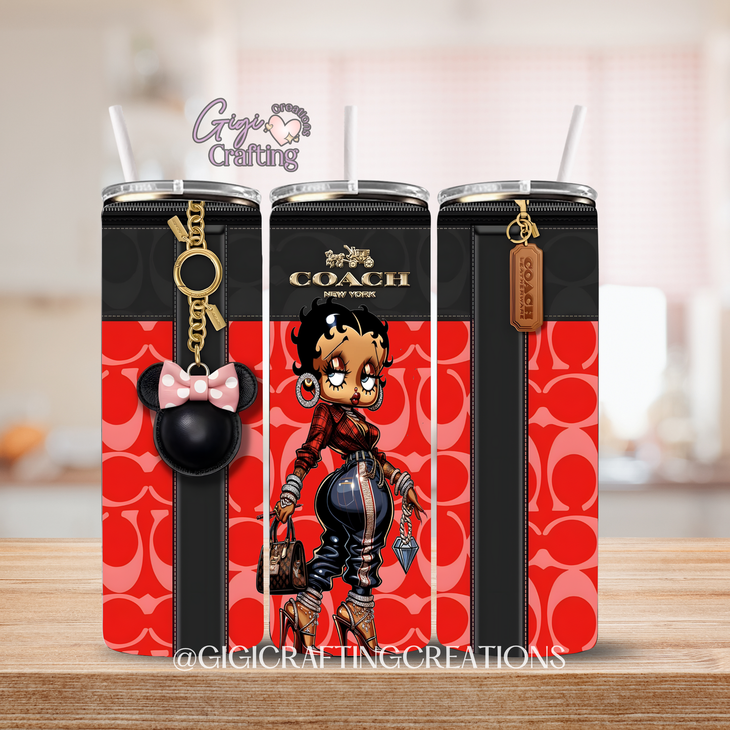 Red Purse Bag Designer Betty - 20oz Skinny Tumbler